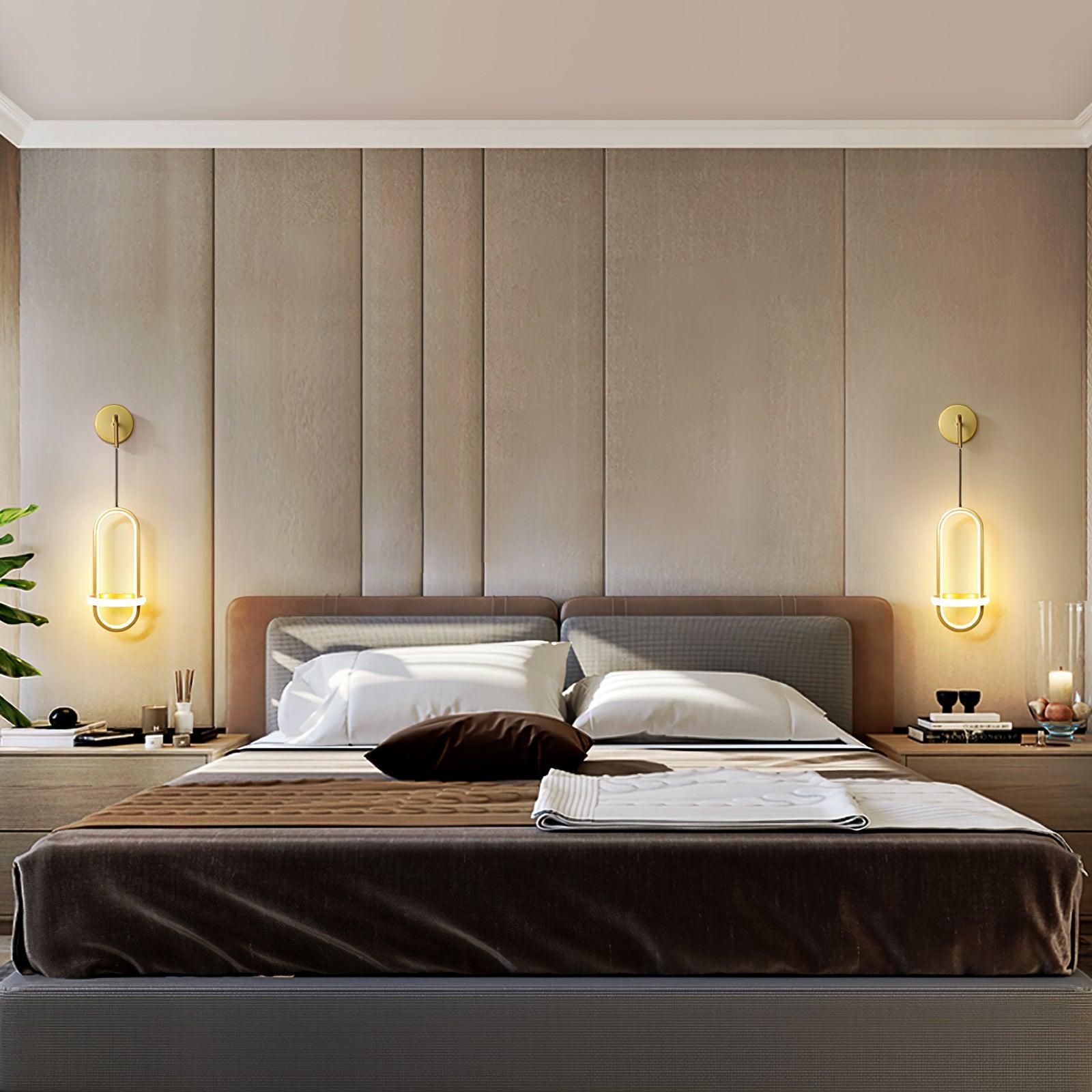 Vivianne Modern Minimalist Oval Brass Wall Light-Neutral Decor