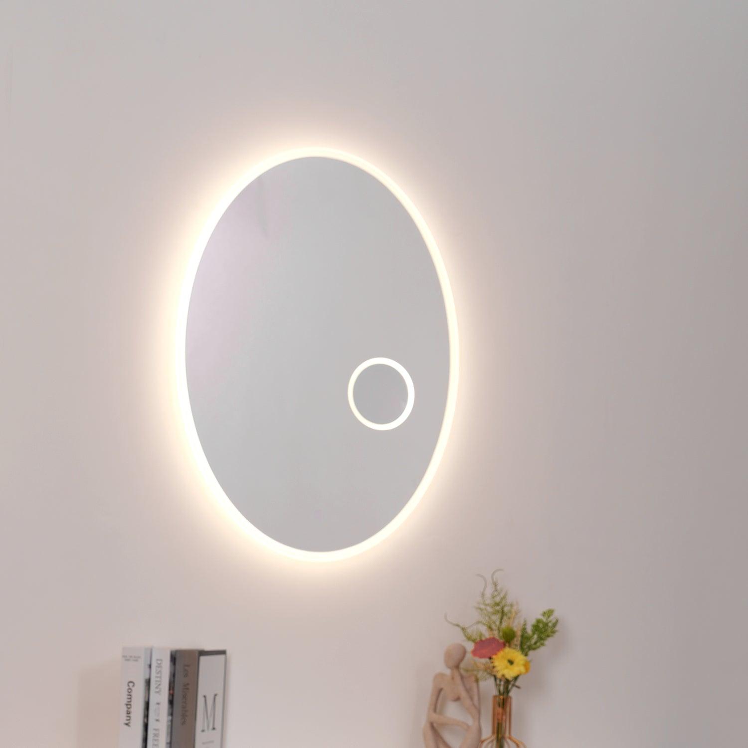Ovariel Oval Mirror Plastic Wall Light-Neutral Decor