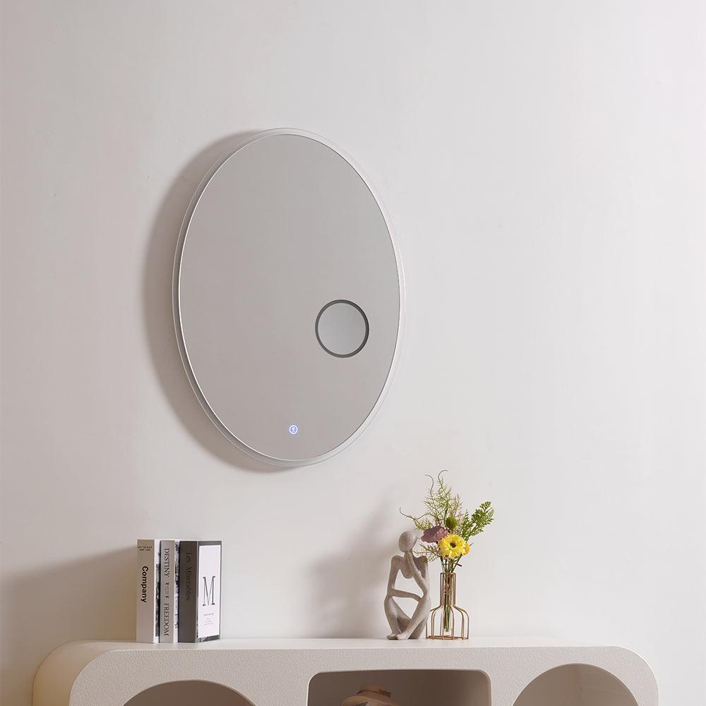 Ovariel Oval Mirror Plastic Wall Light-Neutral Decor