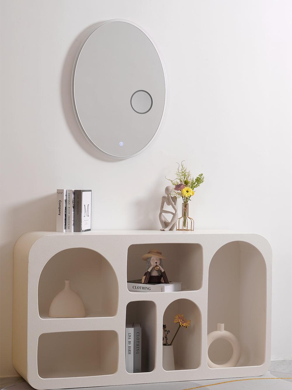 Ovariel Oval Mirror Plastic Wall Light-Neutral Decor