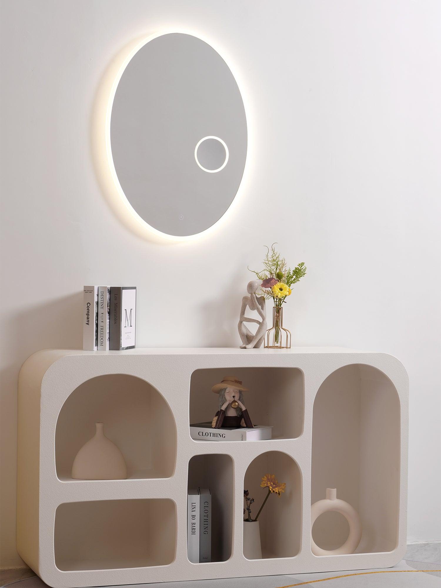 Ovariel Oval Mirror Plastic Wall Light-Neutral Decor
