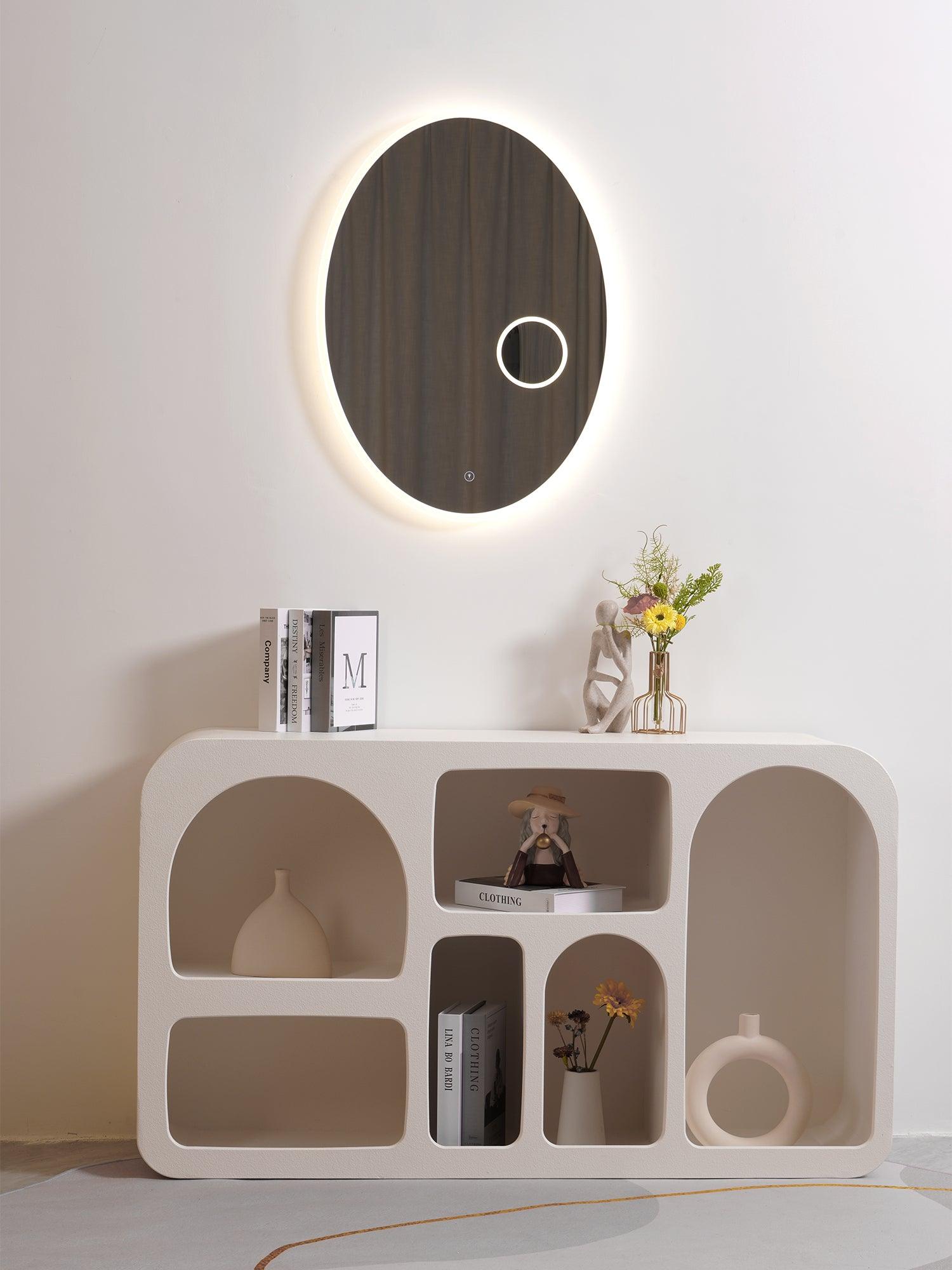 Ovariel Oval Mirror Plastic Wall Light-Neutral Decor