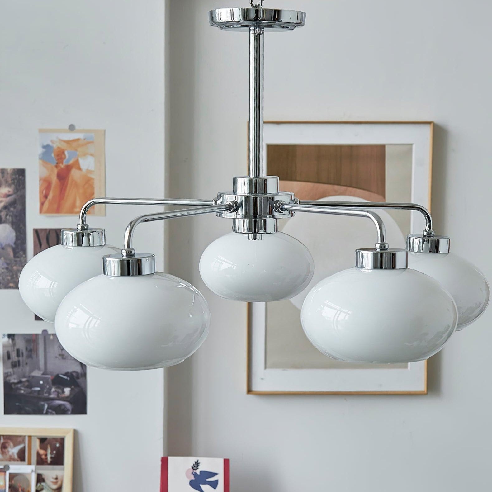 Nominex Chandelier Glass Chrome Geometric Retro-Neutral Decor