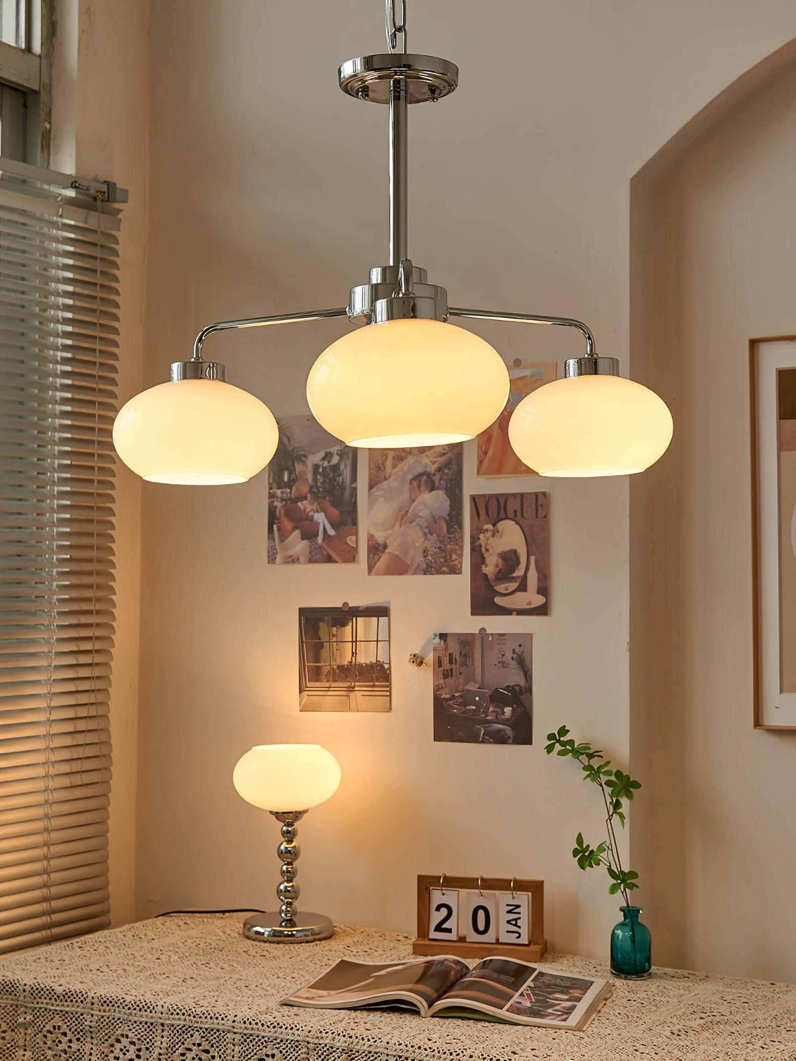 Nominex Chandelier Glass Chrome Geometric Retro-Neutral Decor