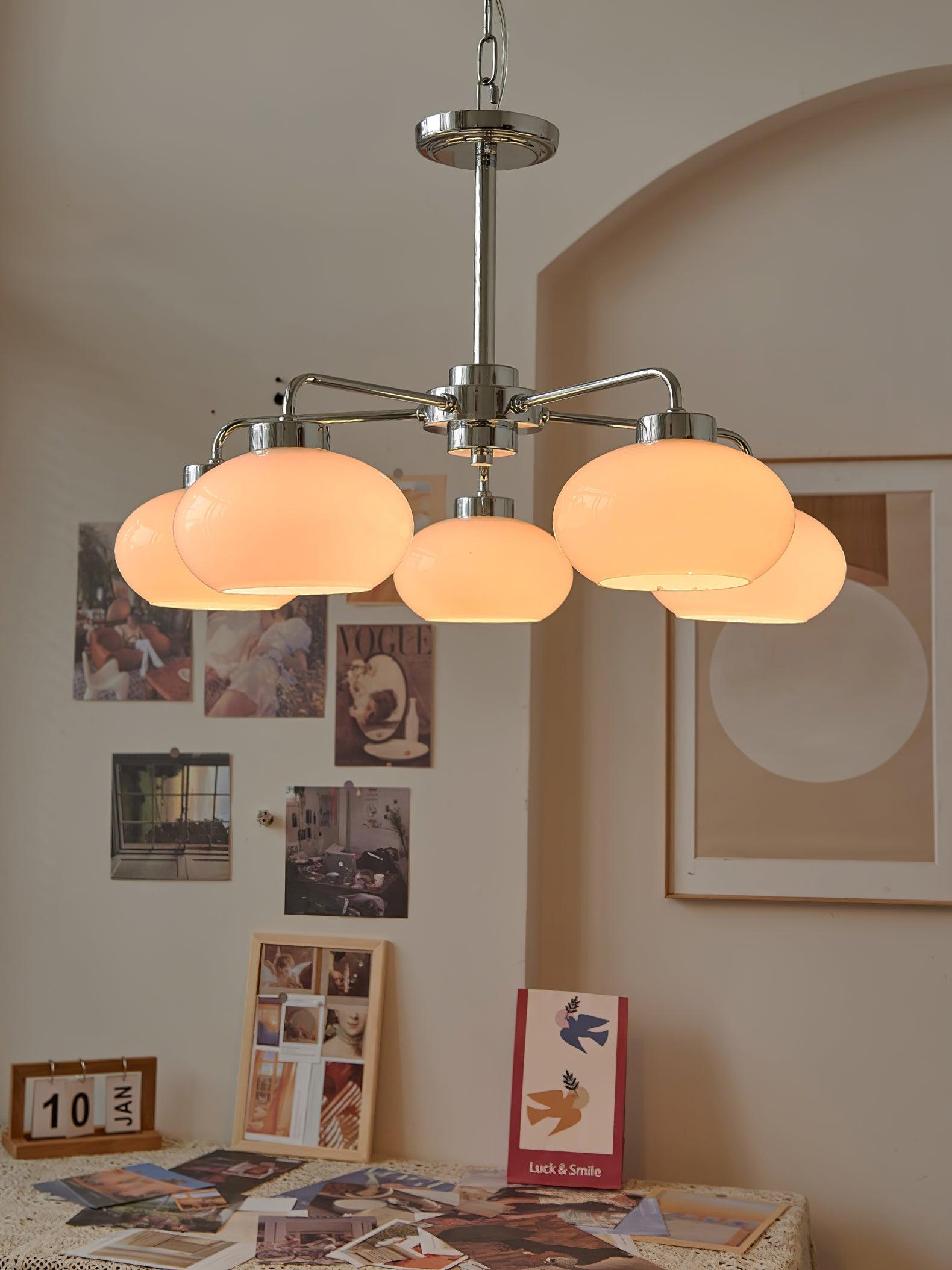 Nominex Chandelier Glass Chrome Geometric Retro-Neutral Decor