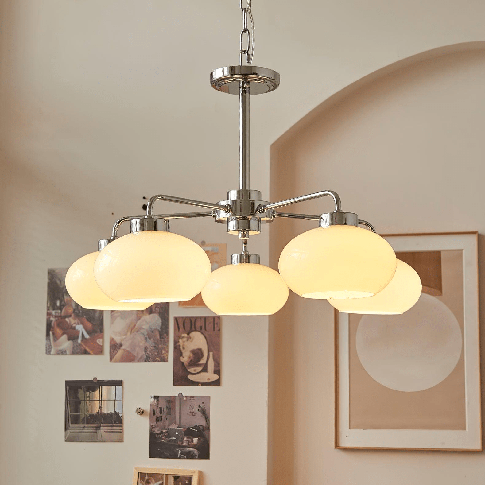Nominex Chandelier Glass Chrome Geometric Retro-Neutral Decor