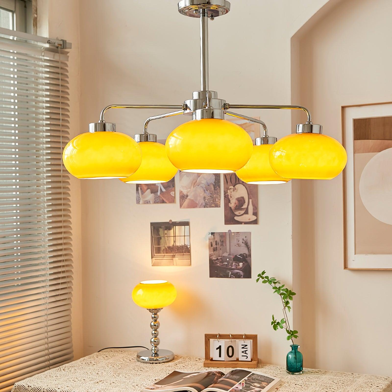 Nominex Chandelier Glass Chrome Geometric Retro-Neutral Decor
