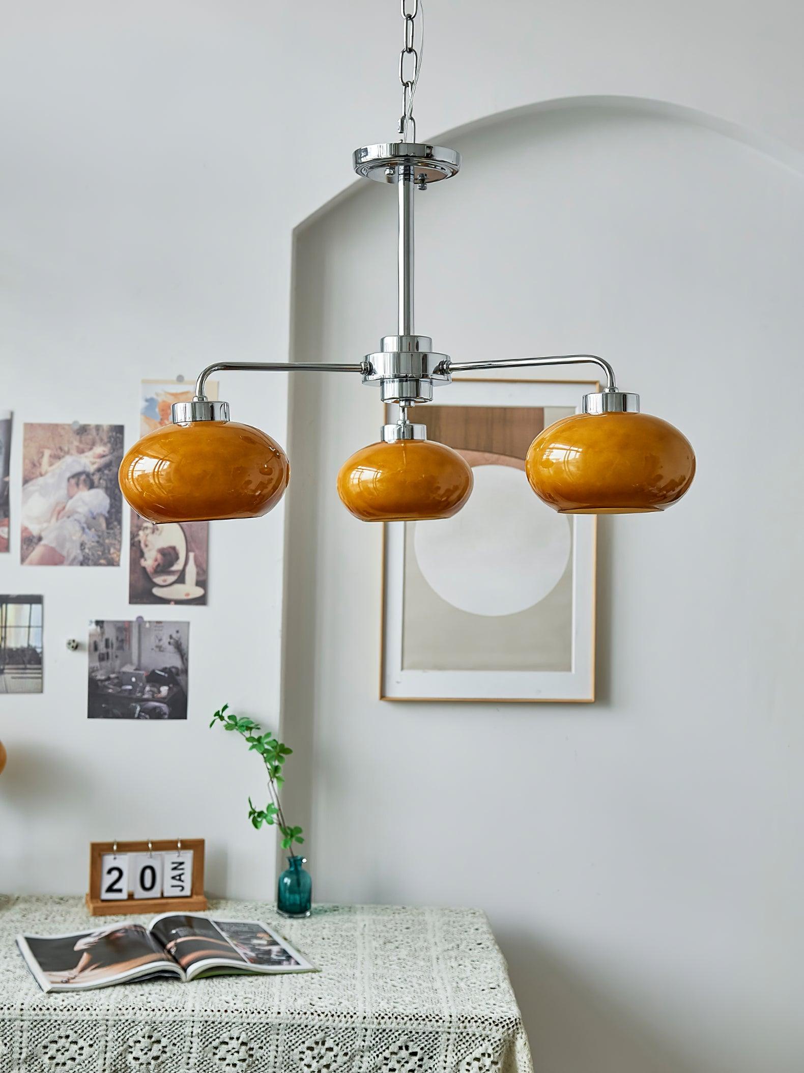 Nominex Chandelier Glass Chrome Geometric Retro-Neutral Decor