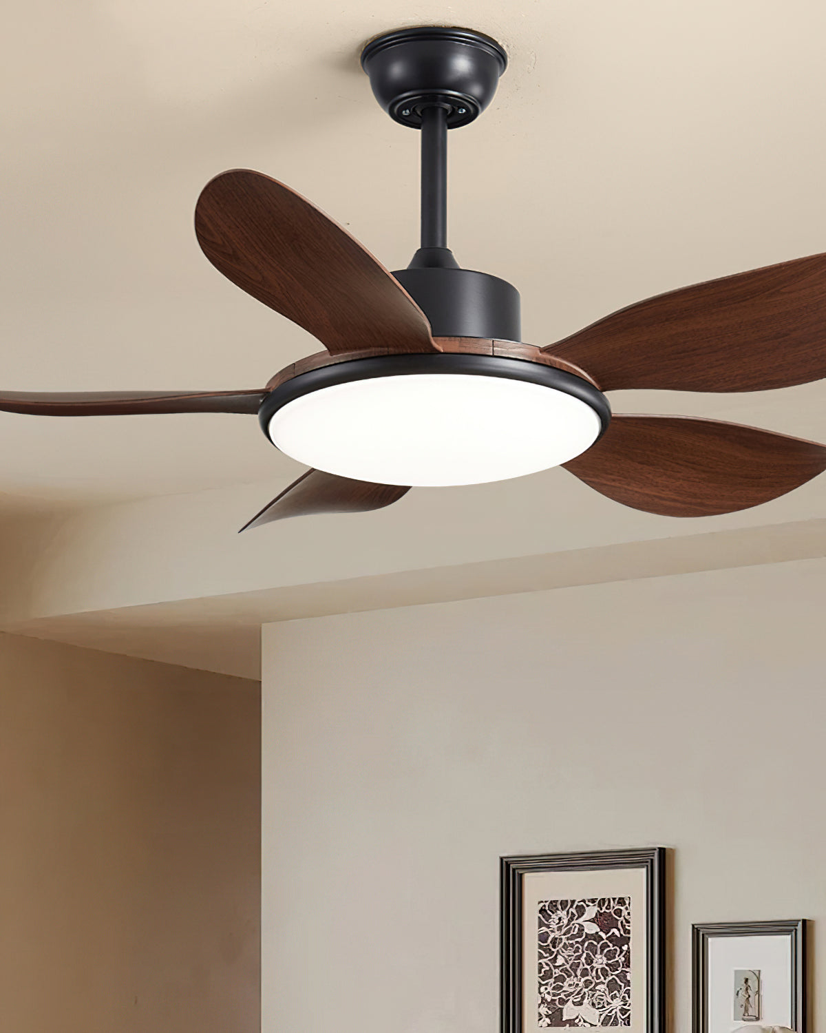 Remote control for the Ovlaim ceiling fan, showing its functions.
