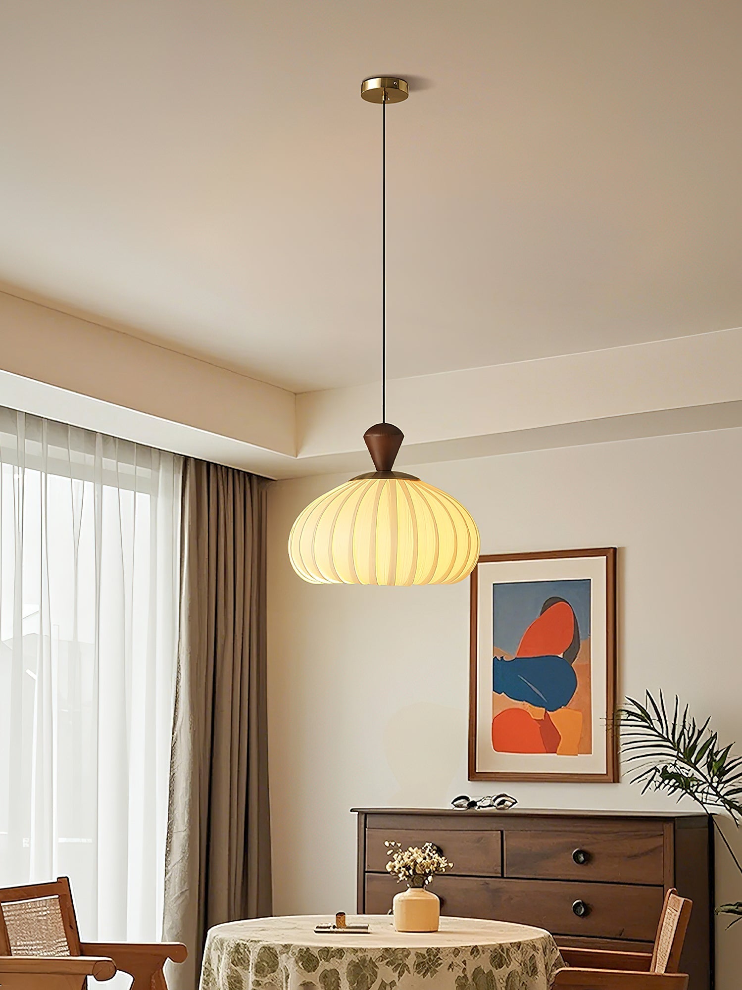 Evaryn Pleated Pendant Light-Neutral Decor
