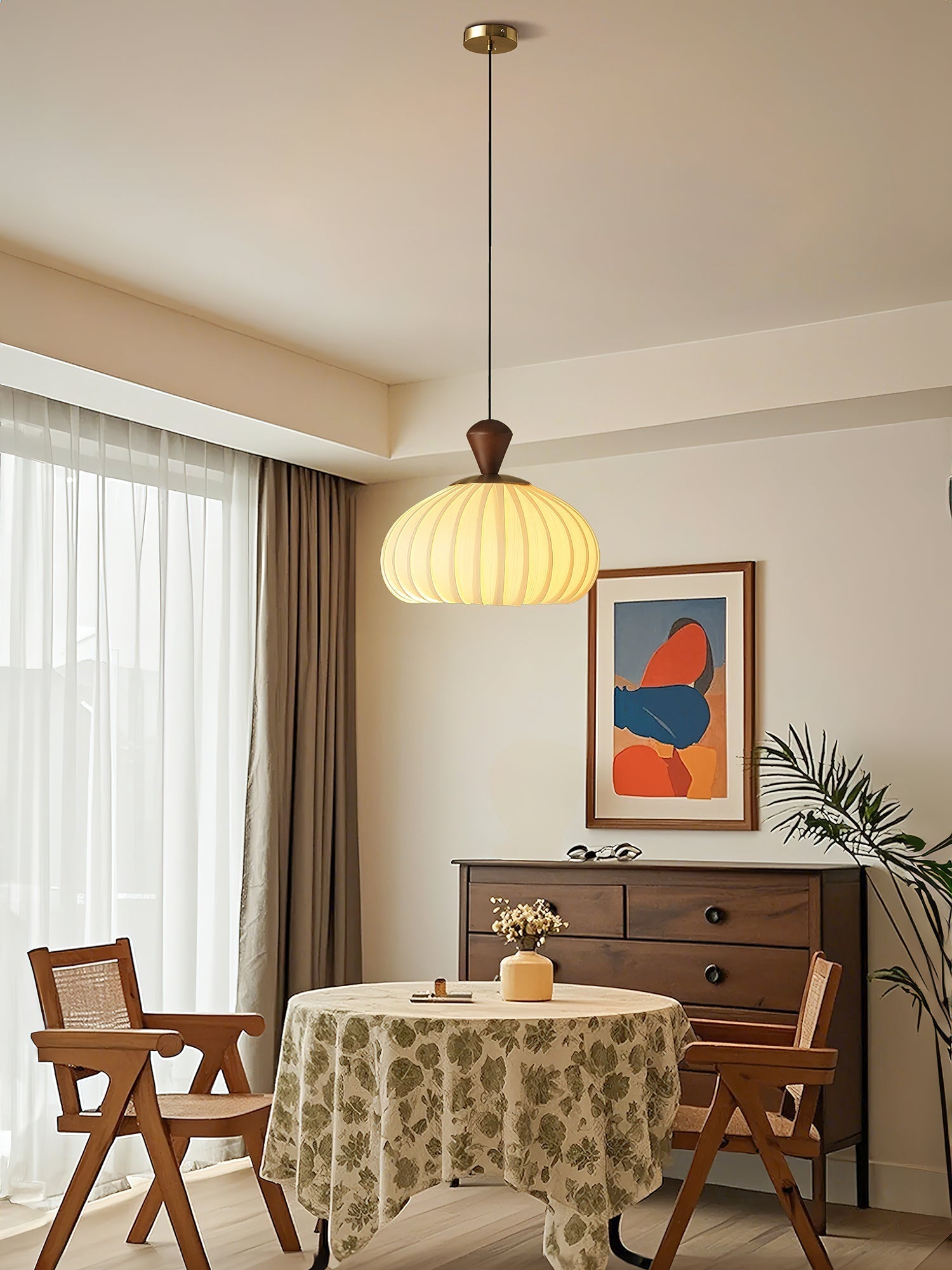 Evaryn Pleated Pendant Light-Neutral Decor