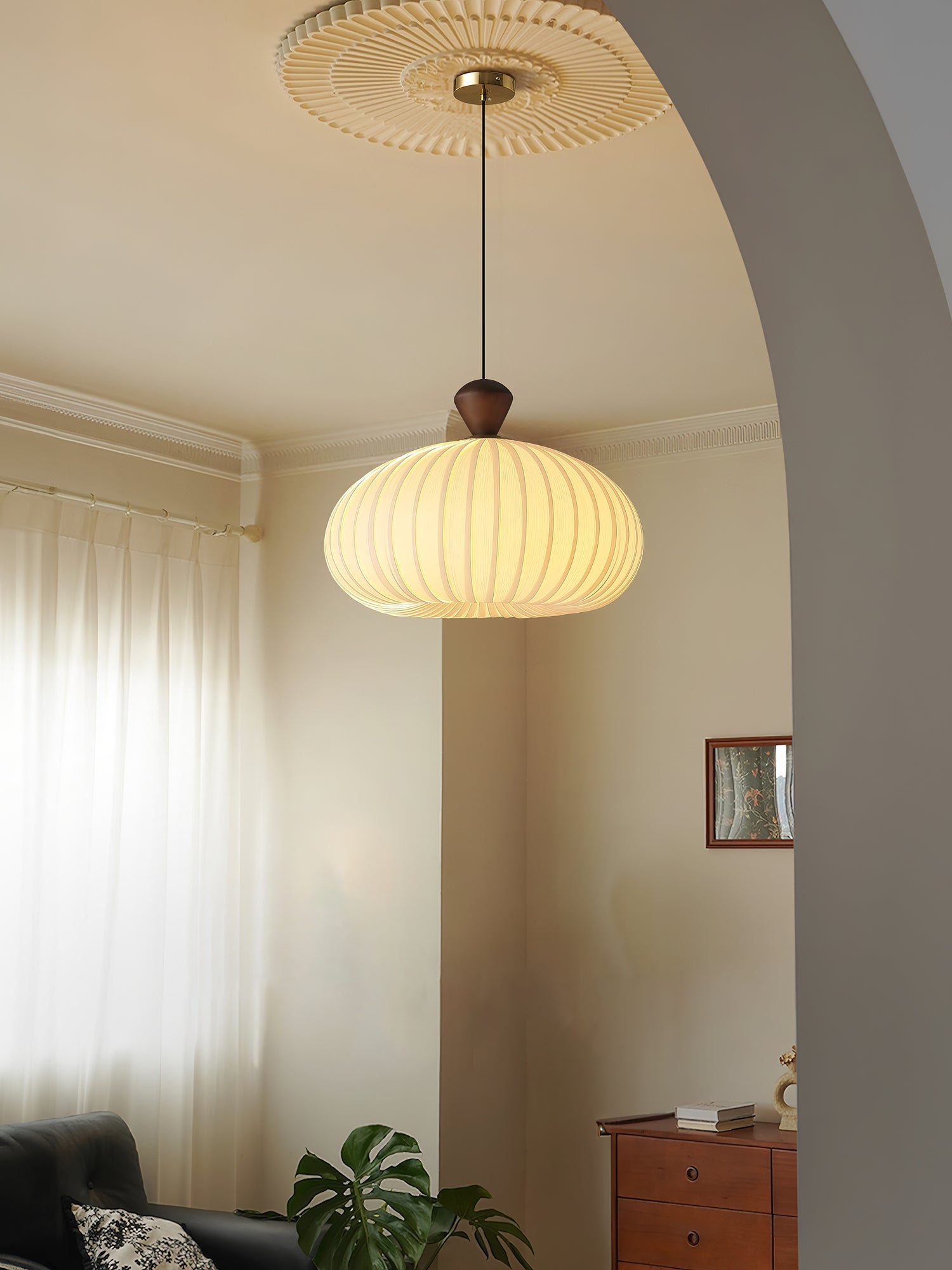 Evaryn Pleated Pendant Light-Neutral Decor