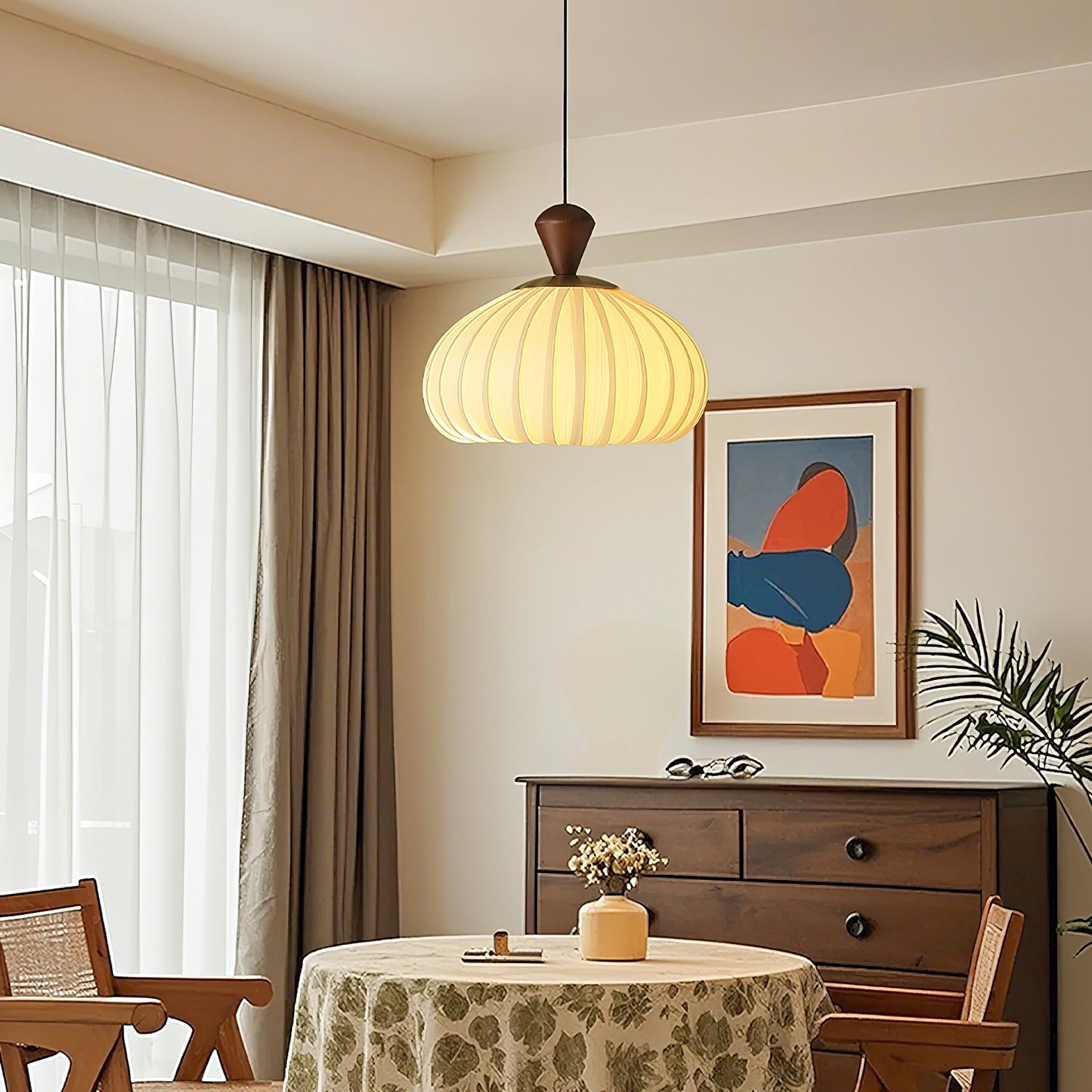 Evaryn Pleated Pendant Light-Neutral Decor