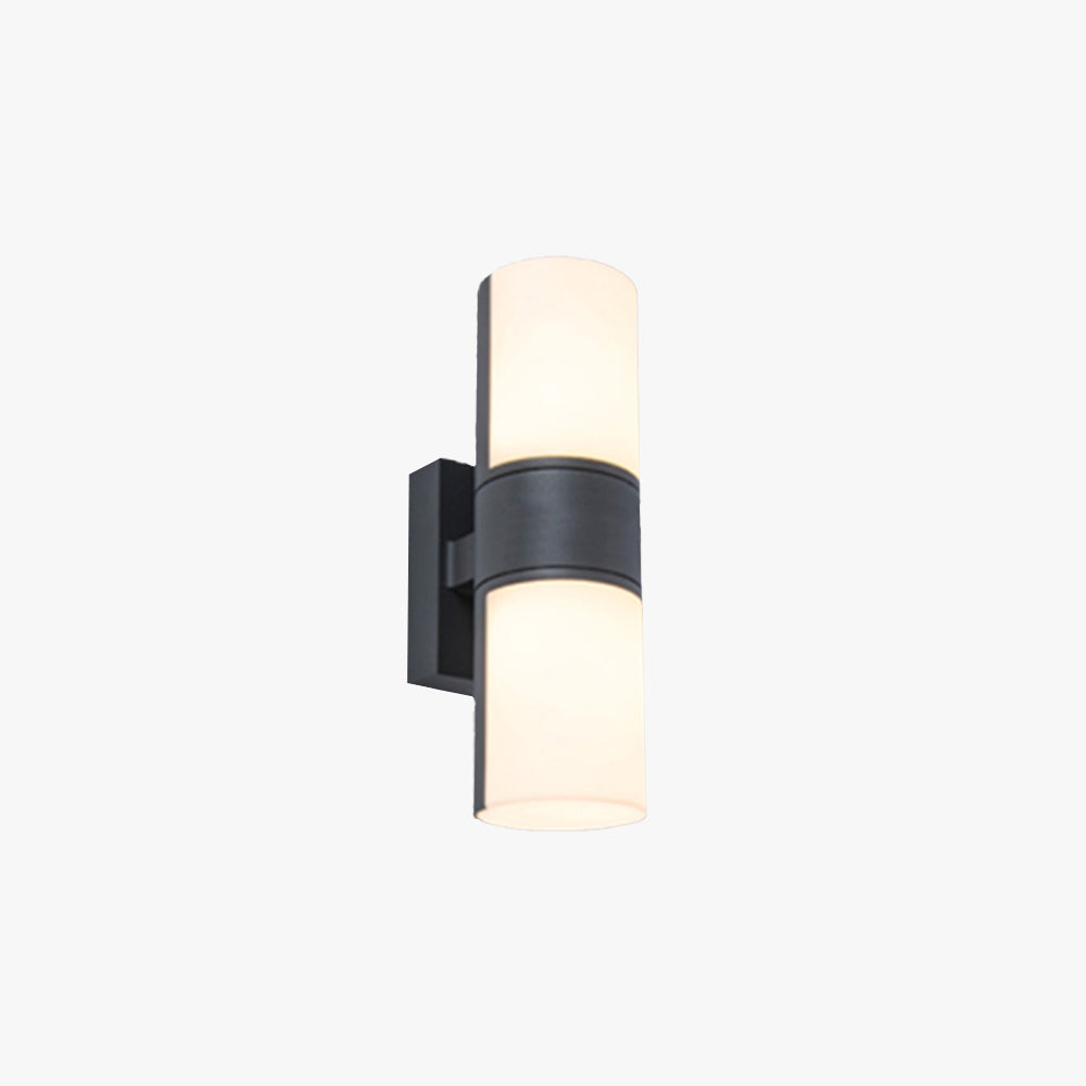 Ray Modern Cylindrical Metal/Acrylic Rotatable Outdoor Waterproof Wall Lamp, Black/White - Neutral Decor