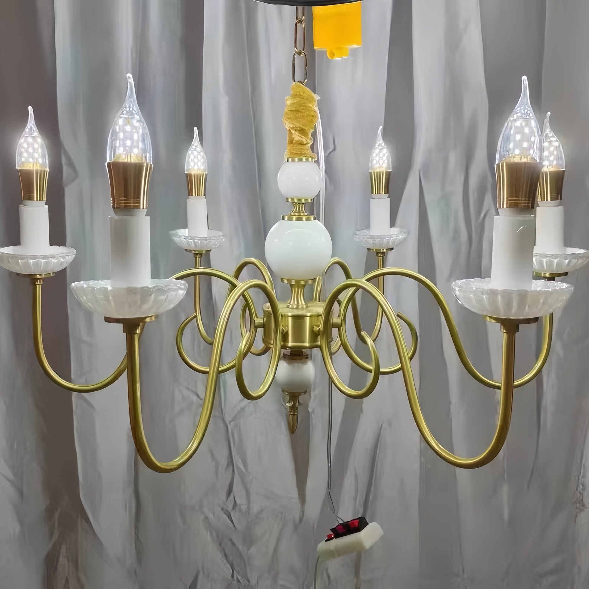 Silva Vintage LED Candle Chandelier Ceramic Bedroom - Neutral Decor