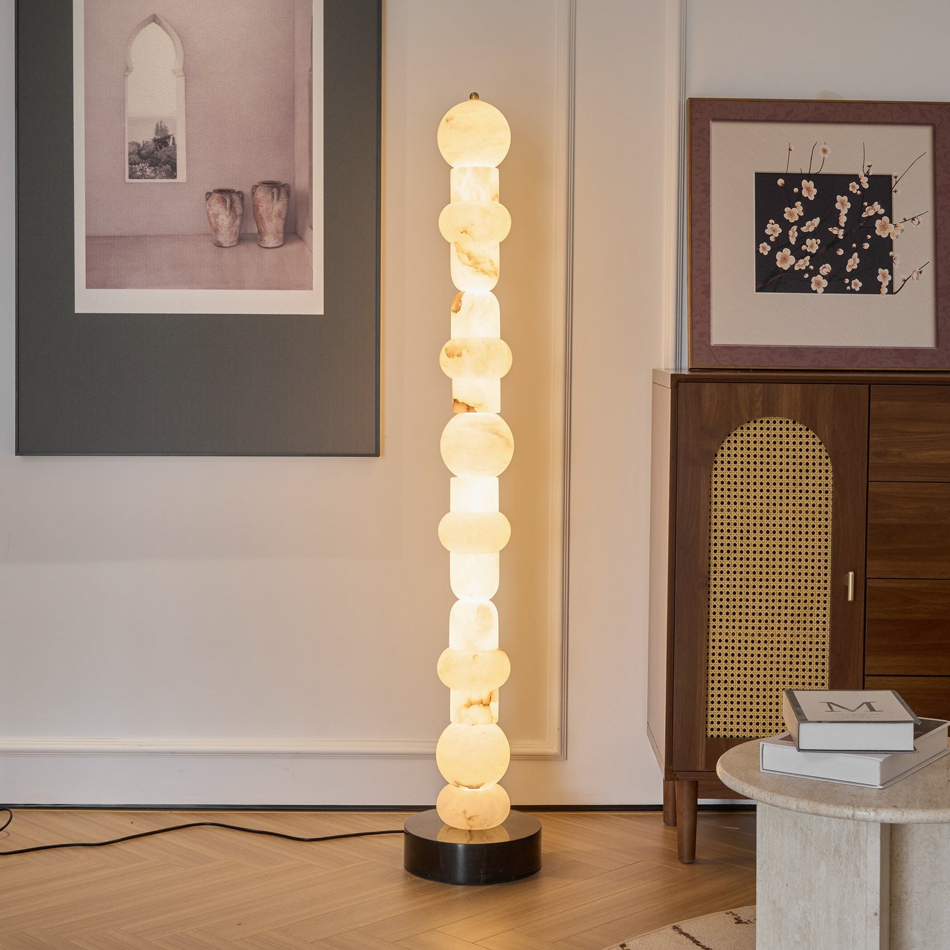 Nostix Alabaster Floor Lamp-Neutral Decor