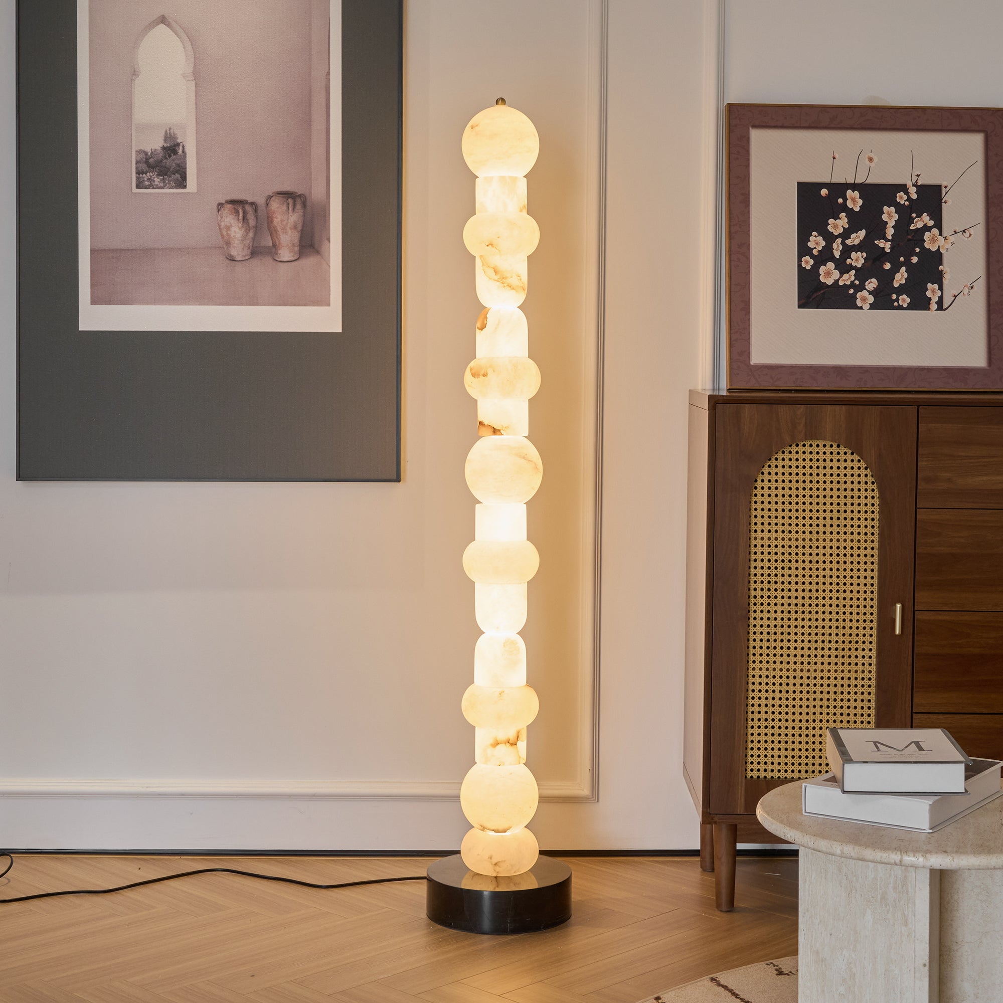 Nostix Alabaster Floor Lamp-Neutral Decor
