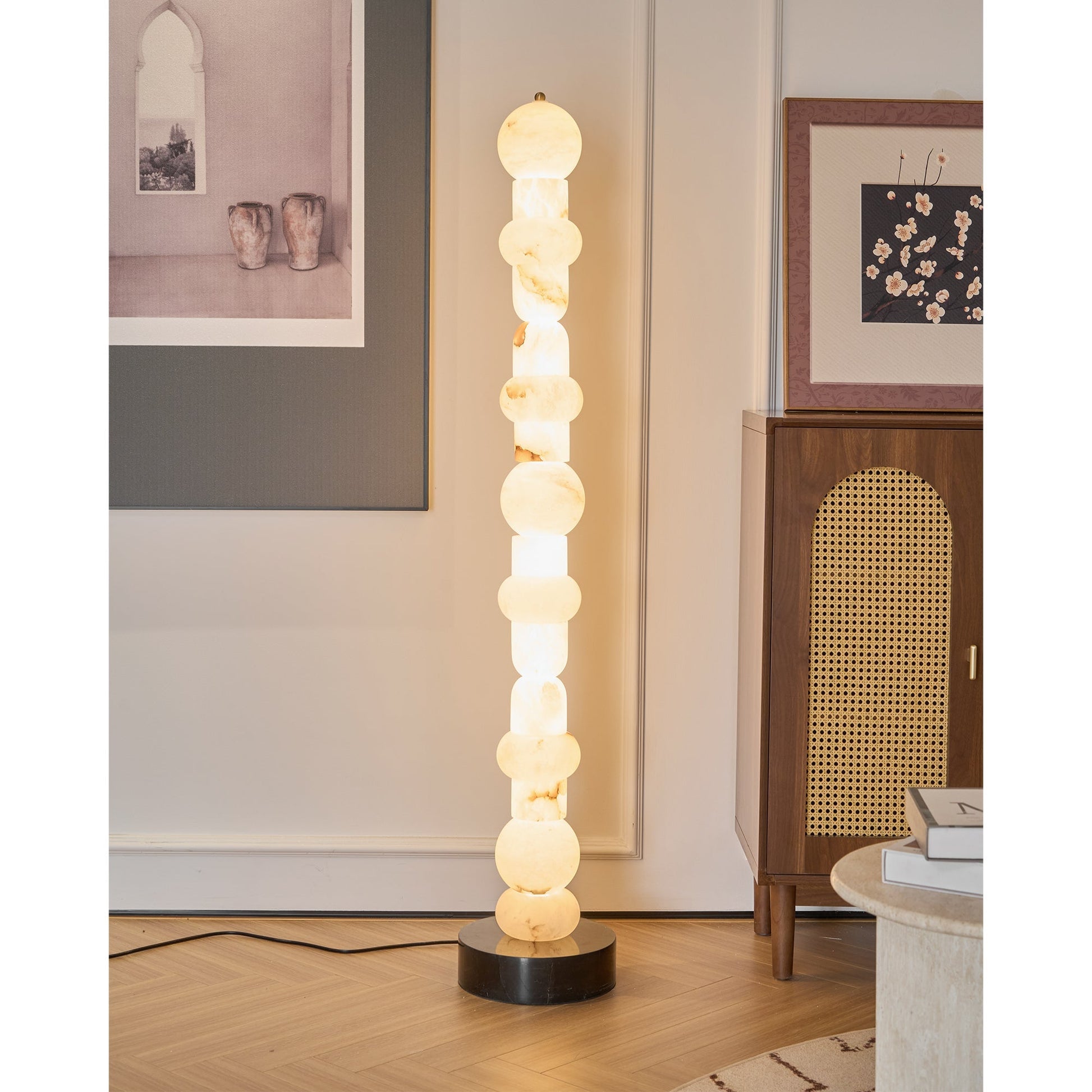 Nostix Alabaster Floor Lamp-Neutral Decor