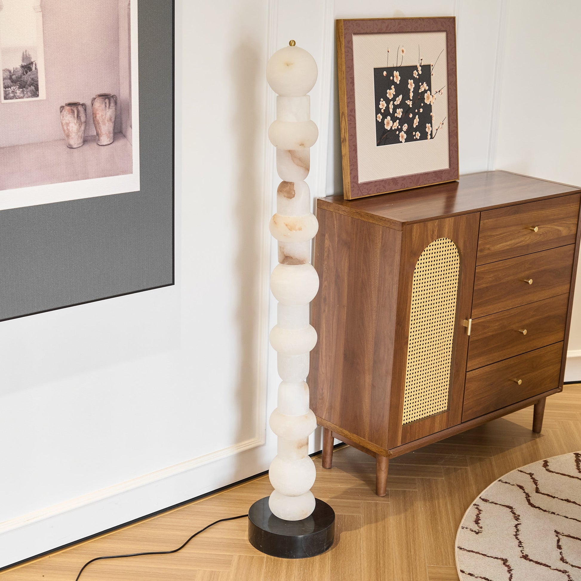Nostix Alabaster Floor Lamp-Neutral Decor