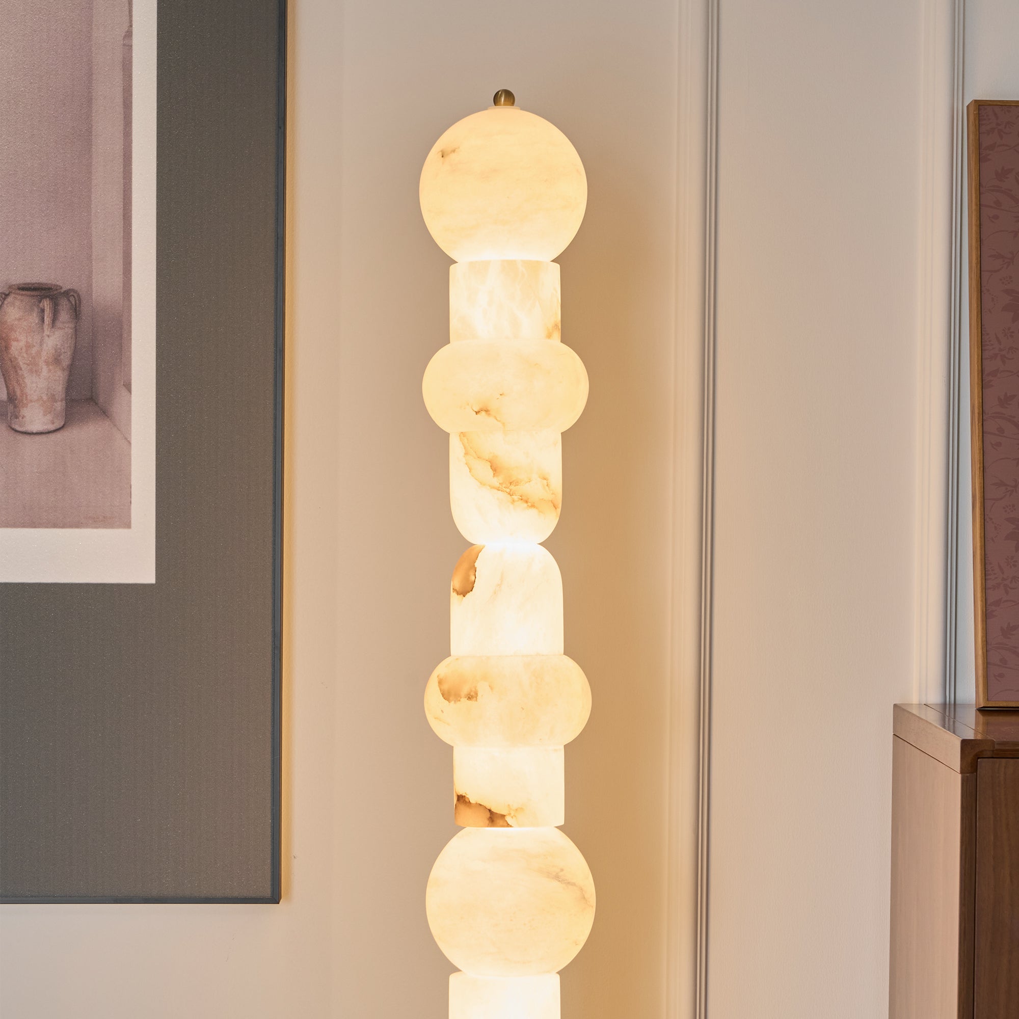 Nostix Alabaster Floor Lamp-Neutral Decor