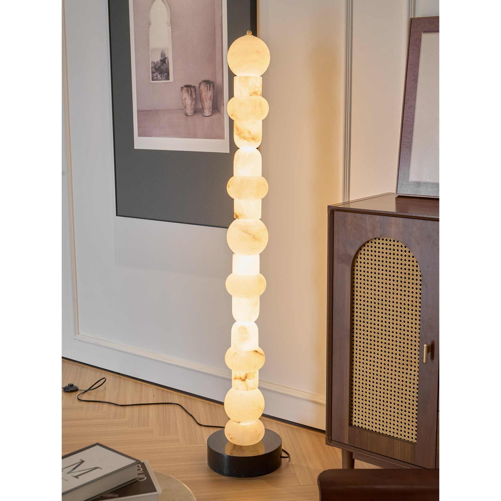 Nostix Alabaster Floor Lamp-Neutral Decor