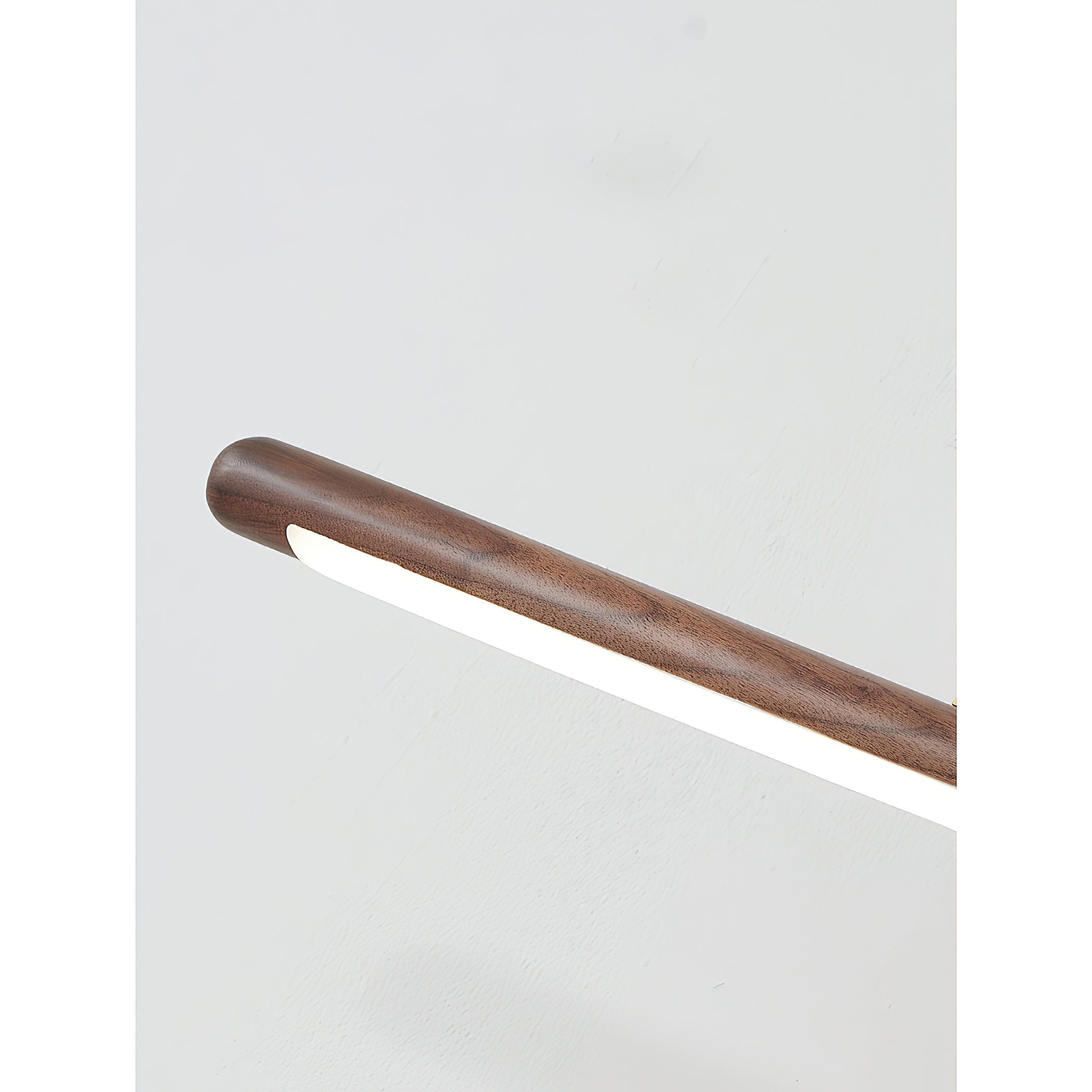 The white picture light mounted on a dark-colored wall for contrast.