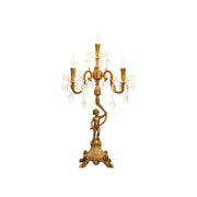 Pairpoint Candlestick Table Lamp with brass body and crystal details.