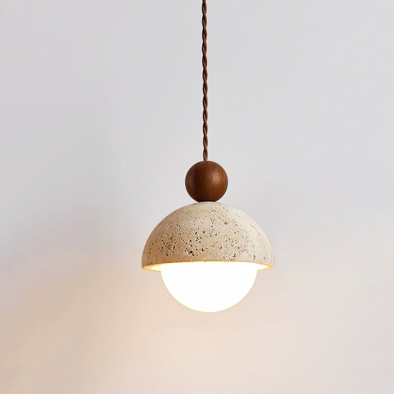 Vaire Pendant Light Travertine Dome Glass - Neutralighting