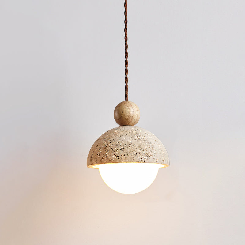 Vaire Pendant Light Travertine Dome Glass - Neutralighting
