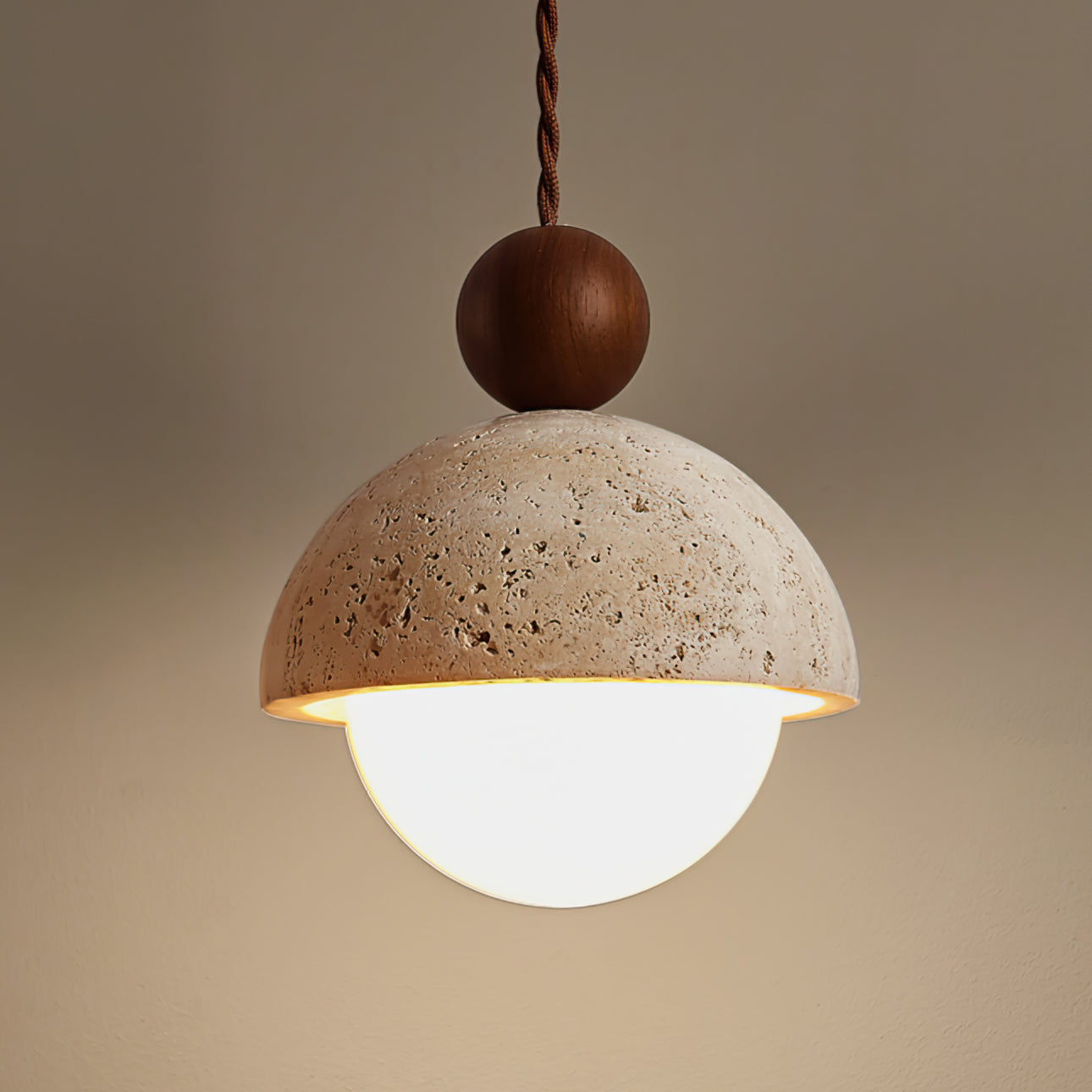 Vaire Pendant Light Travertine Dome Glass - Neutralighting