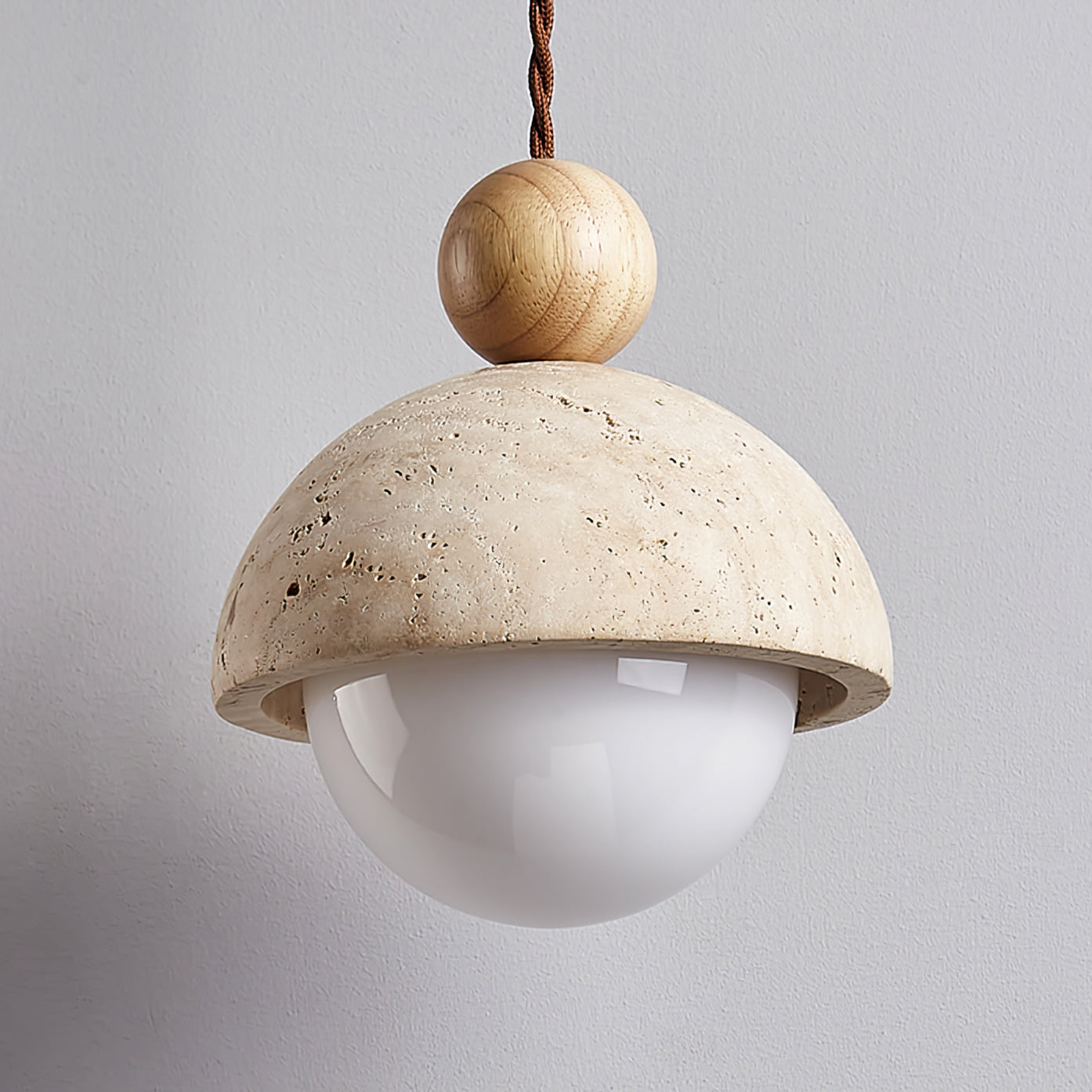 Vaire Pendant Light Travertine Dome Glass - Neutralighting