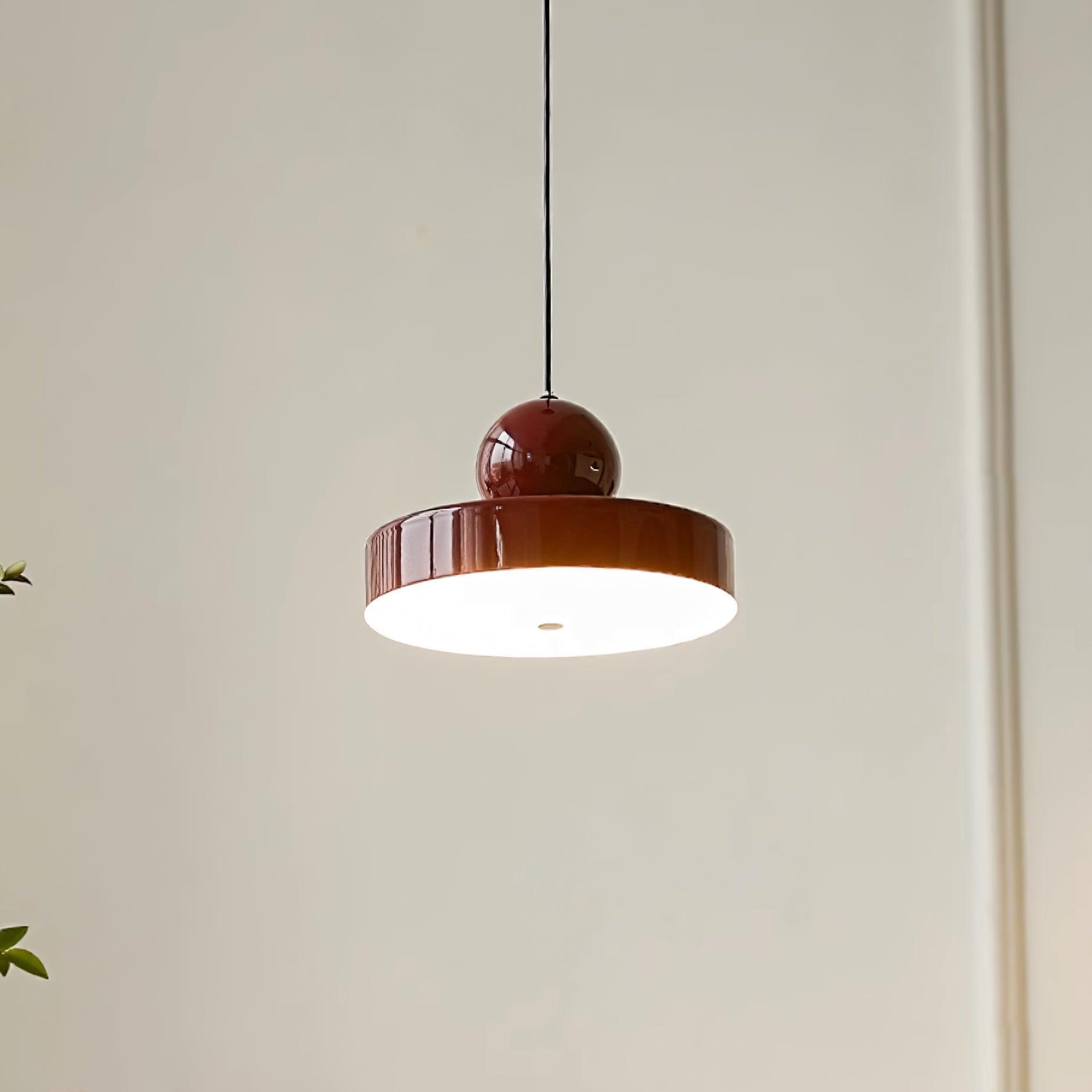 Pendant Lamp Metal Body Red Sphere Shade Modern Retro Accent