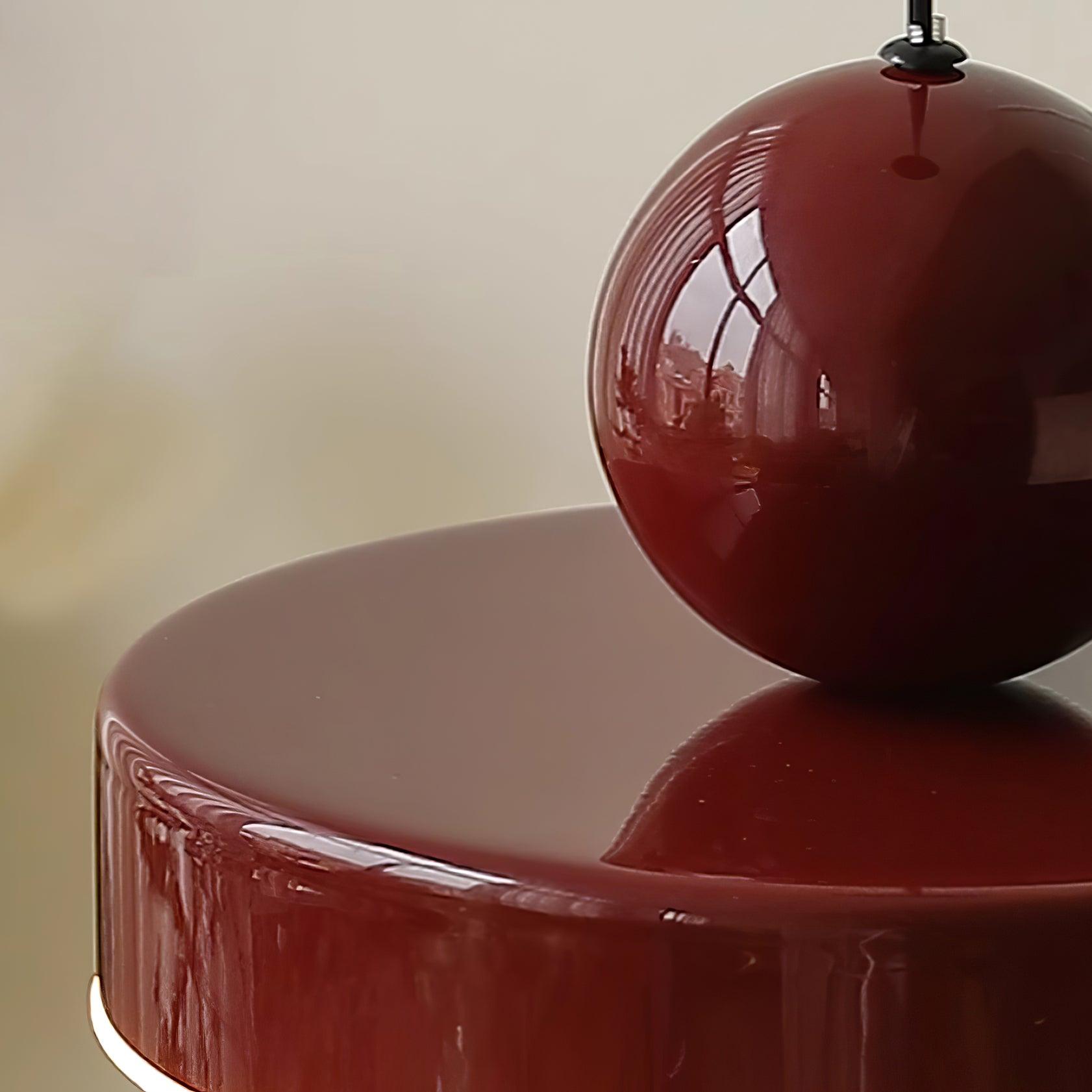 Pendant Lamp Metal Body Red Sphere Shade Modern Retro Accent