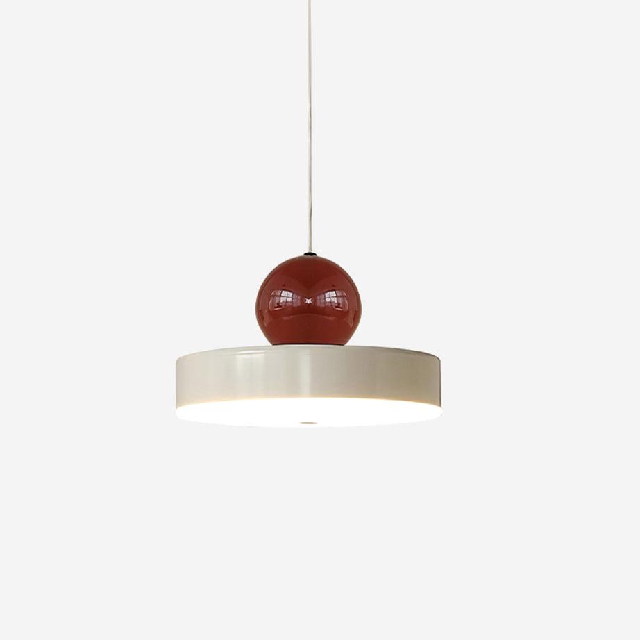 Pendant Lamp Metal Body Red Sphere Shade Modern Retro Accent