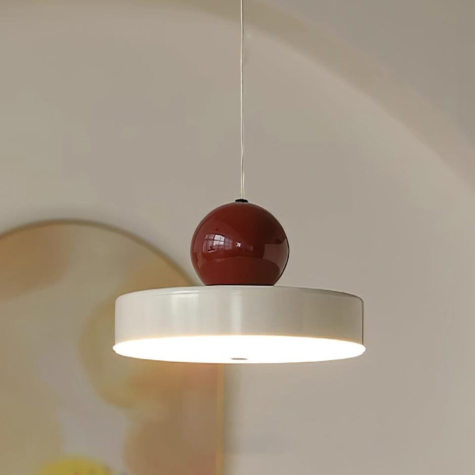 Pendant Lamp Metal Body Red Sphere Shade Modern Retro Accent