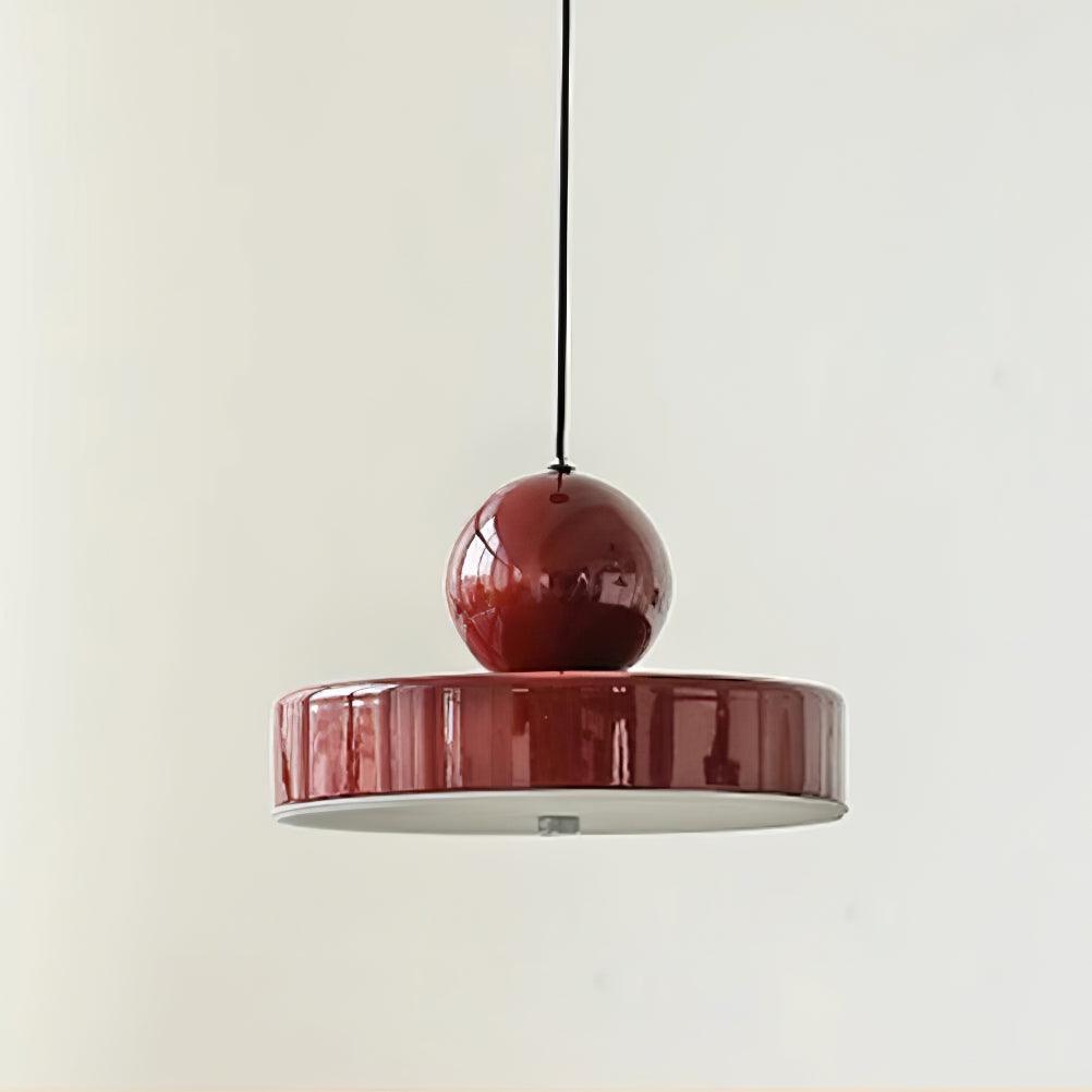 Pendant Lamp Metal Body Red Sphere Shade Modern Retro Accent