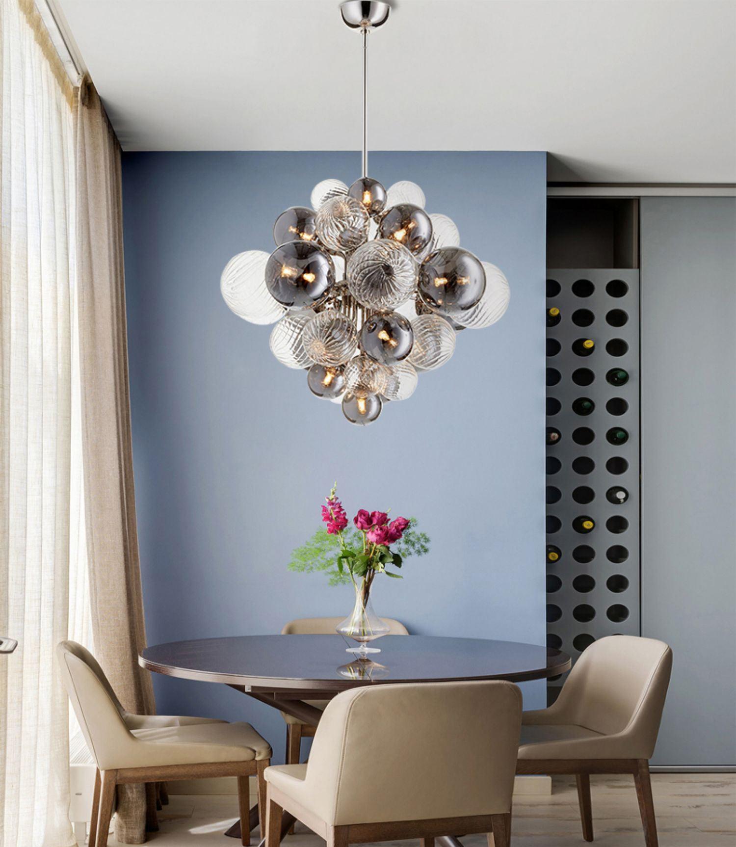 Lustra Chandelier Pallocino Chrome Glass Ball-Neutral Decor