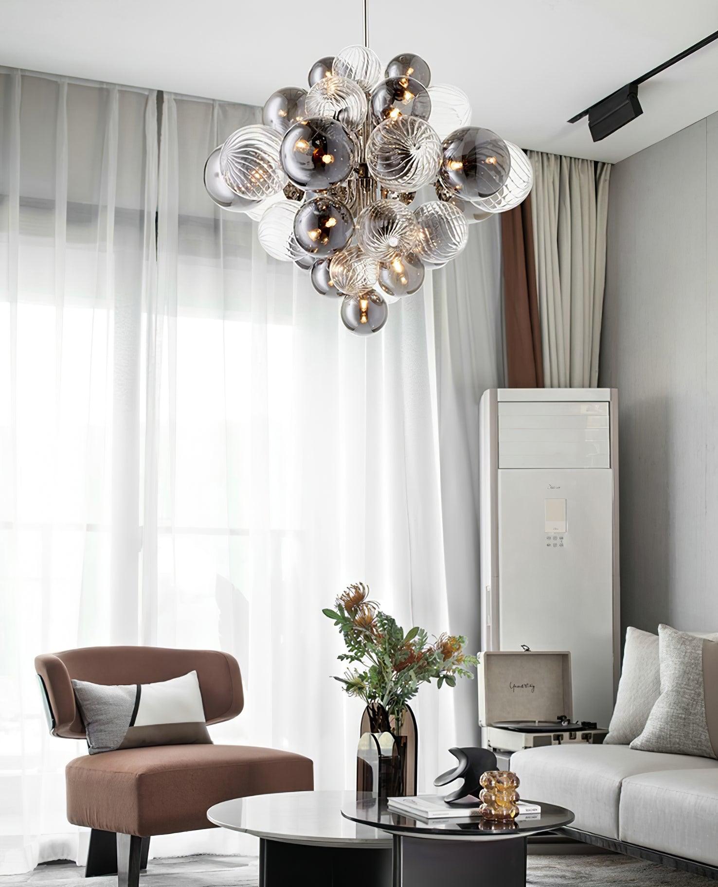 Lustra Chandelier Pallocino Chrome Glass Ball-Neutral Decor