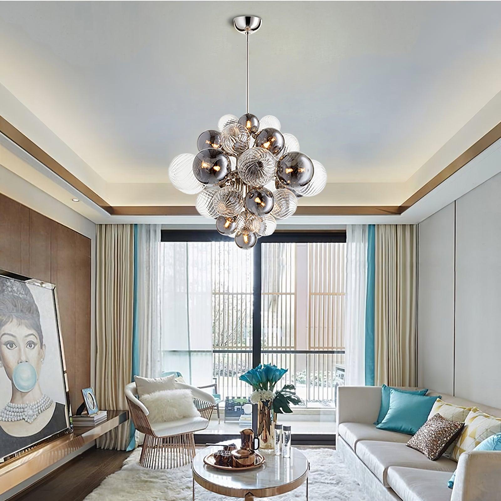Lustra Chandelier Pallocino Chrome Glass Ball-Neutral Decor