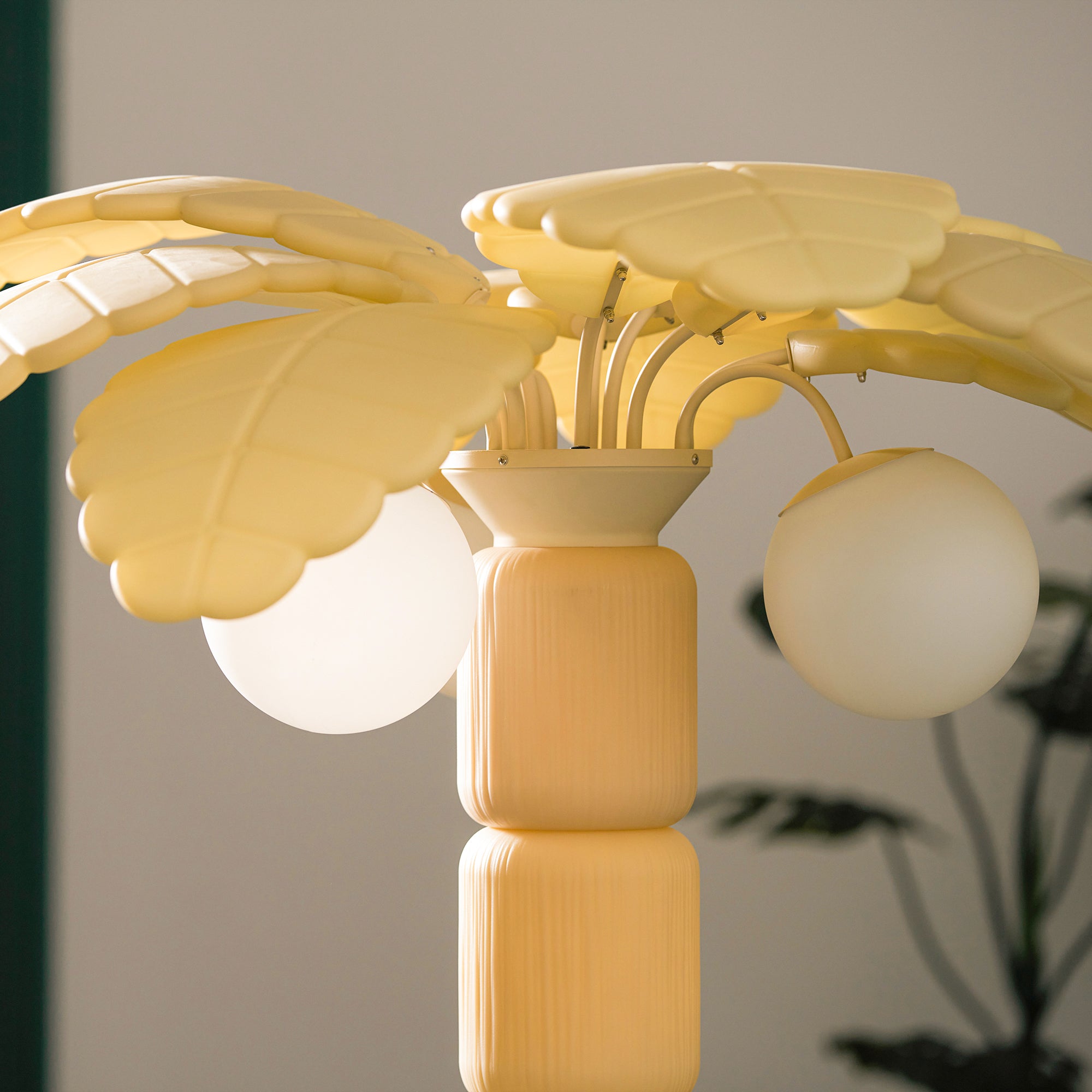 The small version of the lamp on a large tabletop.