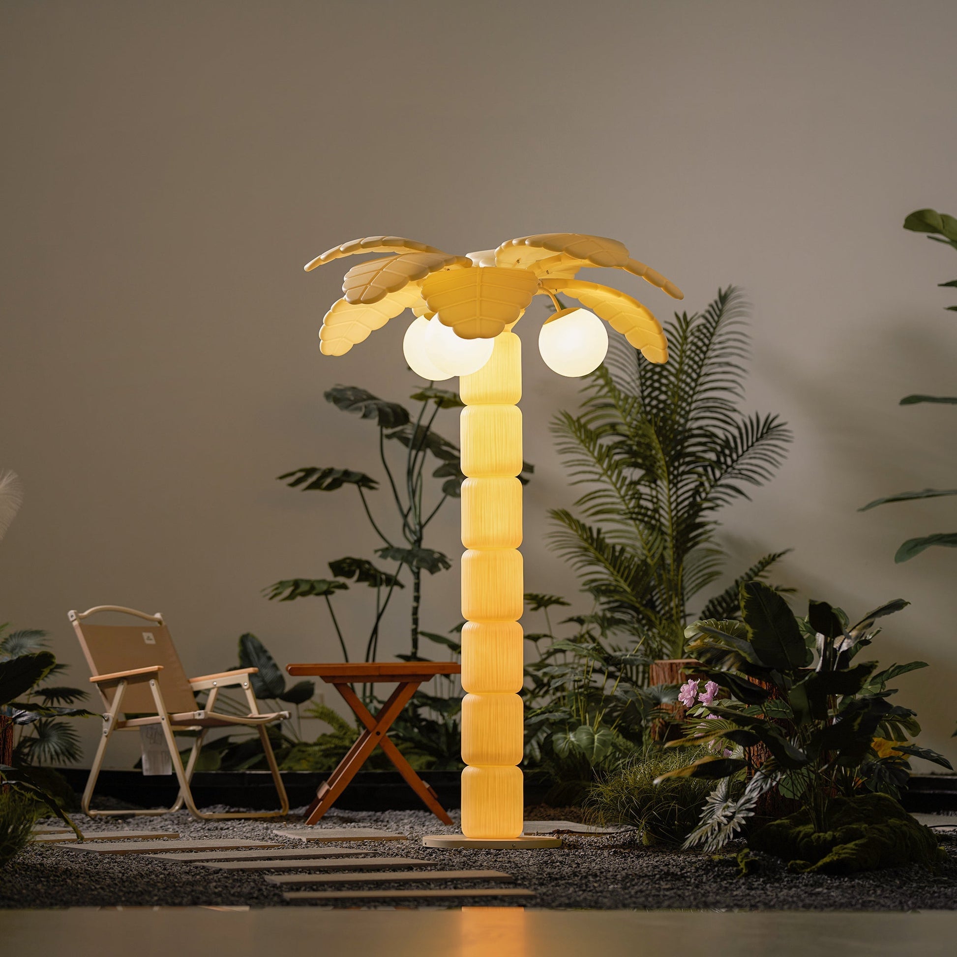 Medium size (70.1") Palm Beach floor lamp in a garden room.