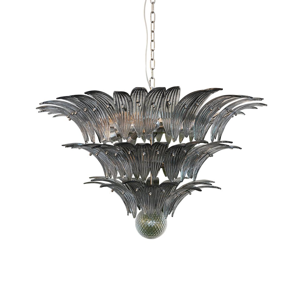 Aurora Chandelier Murano Glass Palm Leaf Tiered-Neutral Decor