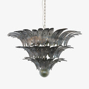 Aurora Chandelier Murano Glass Palm Leaf Tiered-Neutral Decor