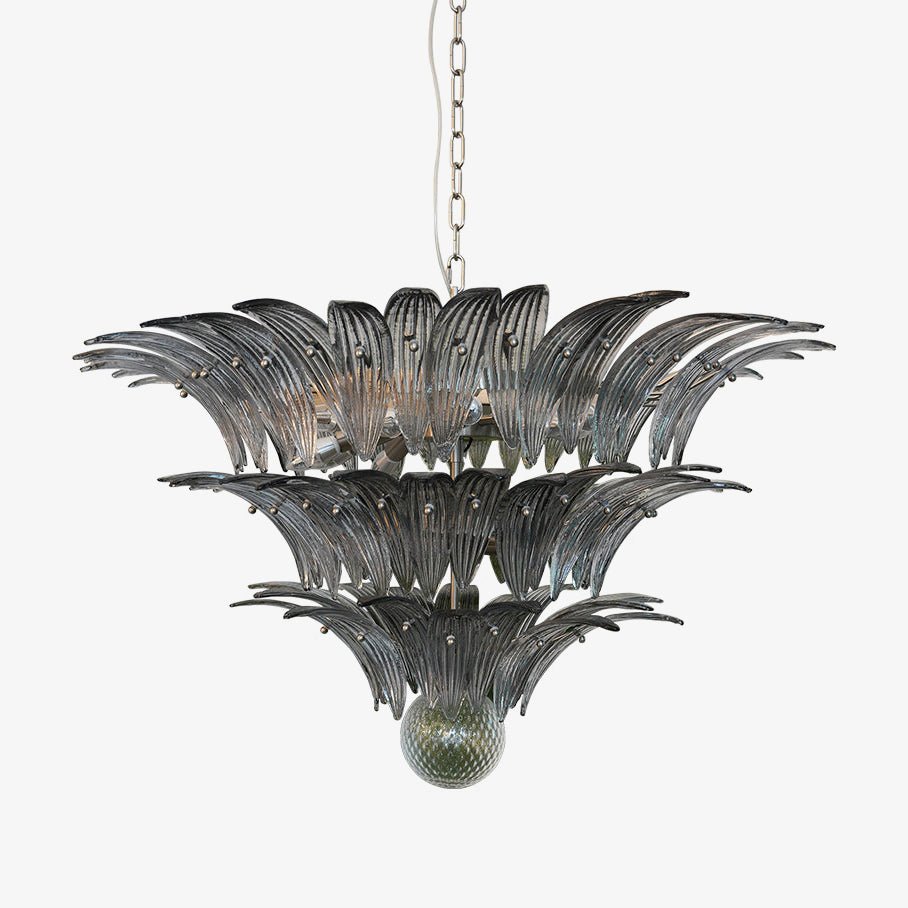 Aurora Chandelier Murano Glass Palm Leaf Tiered-Neutral Decor