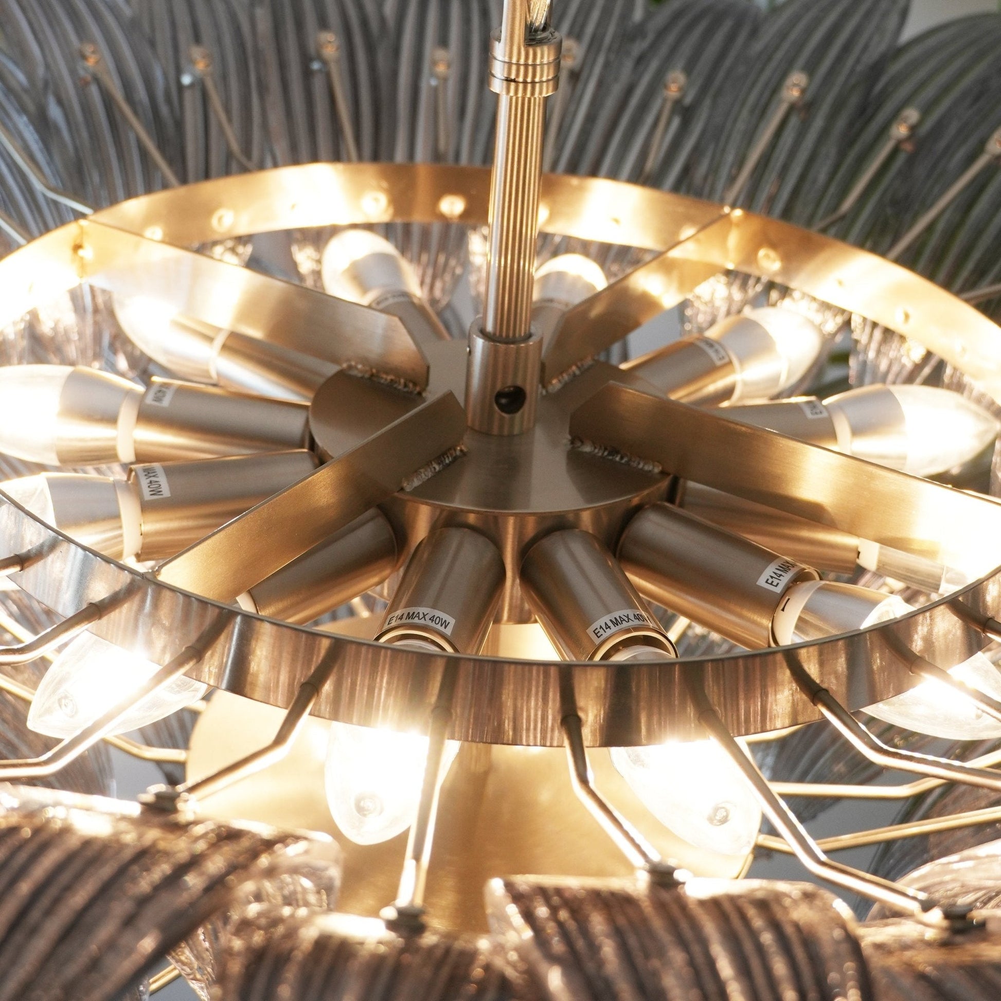 Aurora Chandelier Murano Glass Palm Leaf Tiered-Neutral Decor