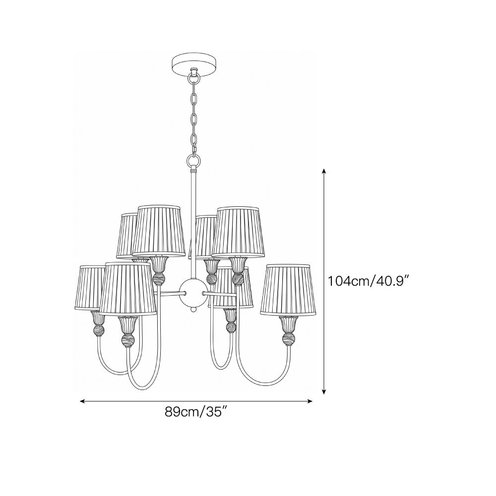 The Palmer Chandelier hanging in a sophisticated living room setting.