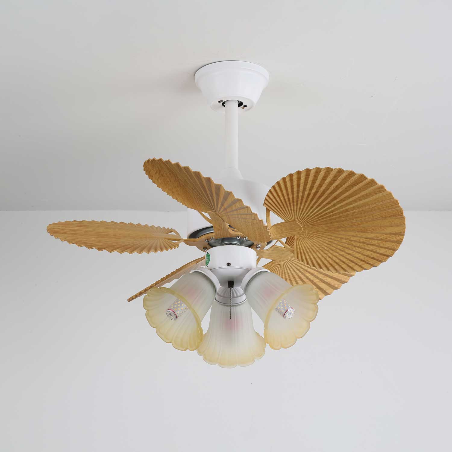 Aurelia Vintage Wood Glass Ceiling Fan Light-Neutral Decor