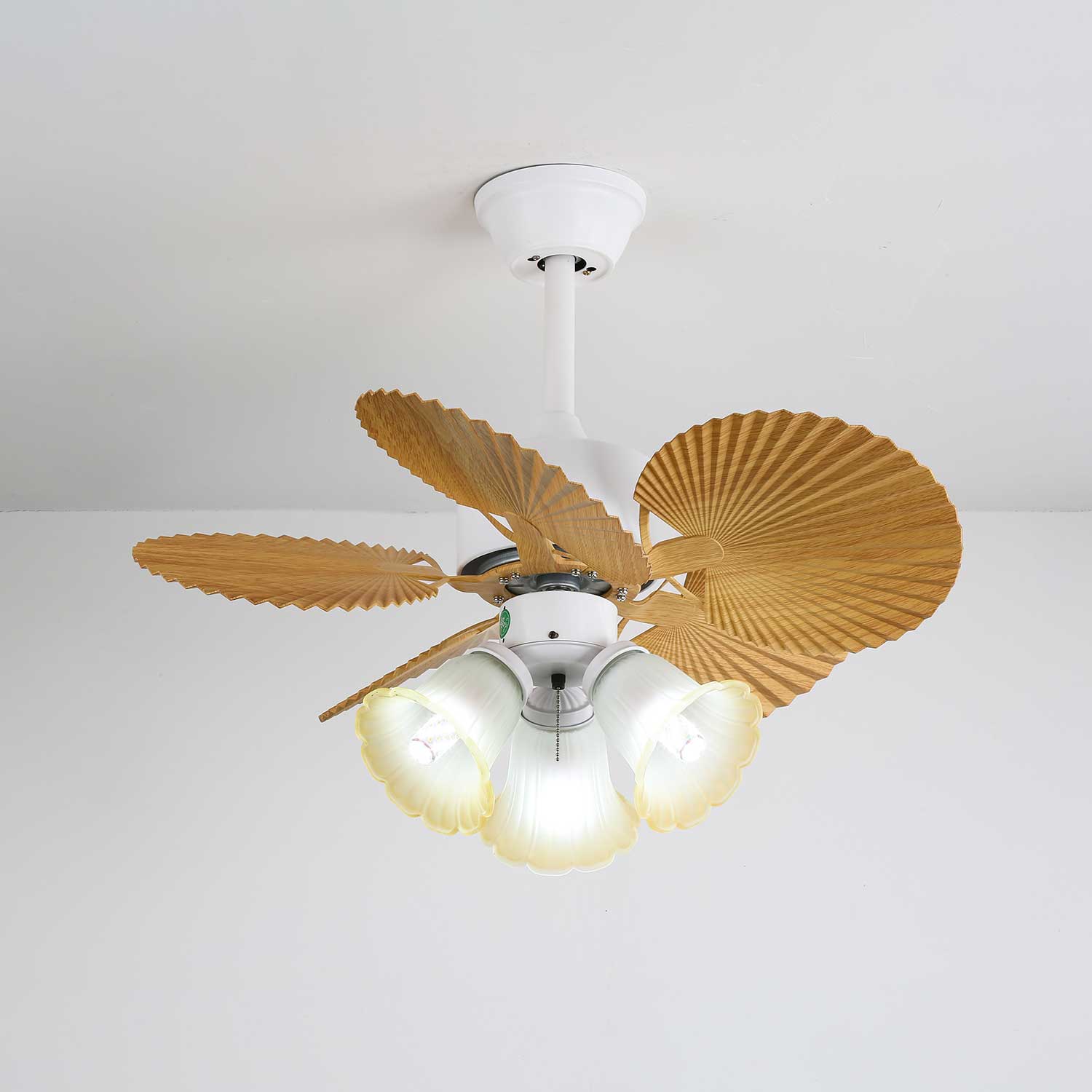 Aurelia Vintage Wood Glass Ceiling Fan Light-Neutral Decor