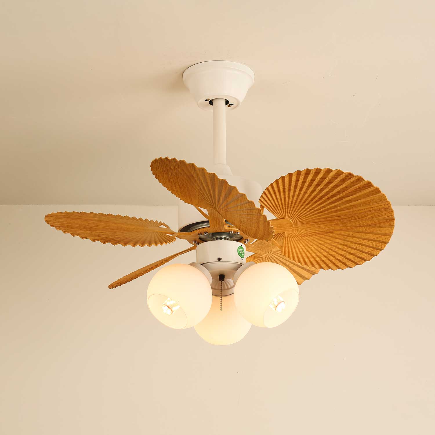 Aurelia Vintage Wood Glass Ceiling Fan Light-Neutral Decor