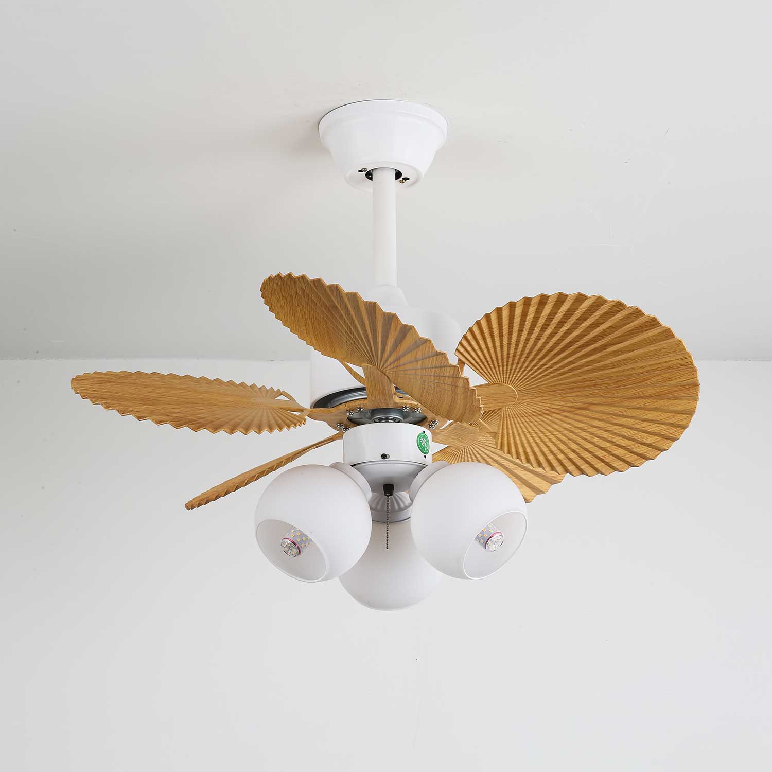 Aurelia Vintage Wood Glass Ceiling Fan Light-Neutral Decor